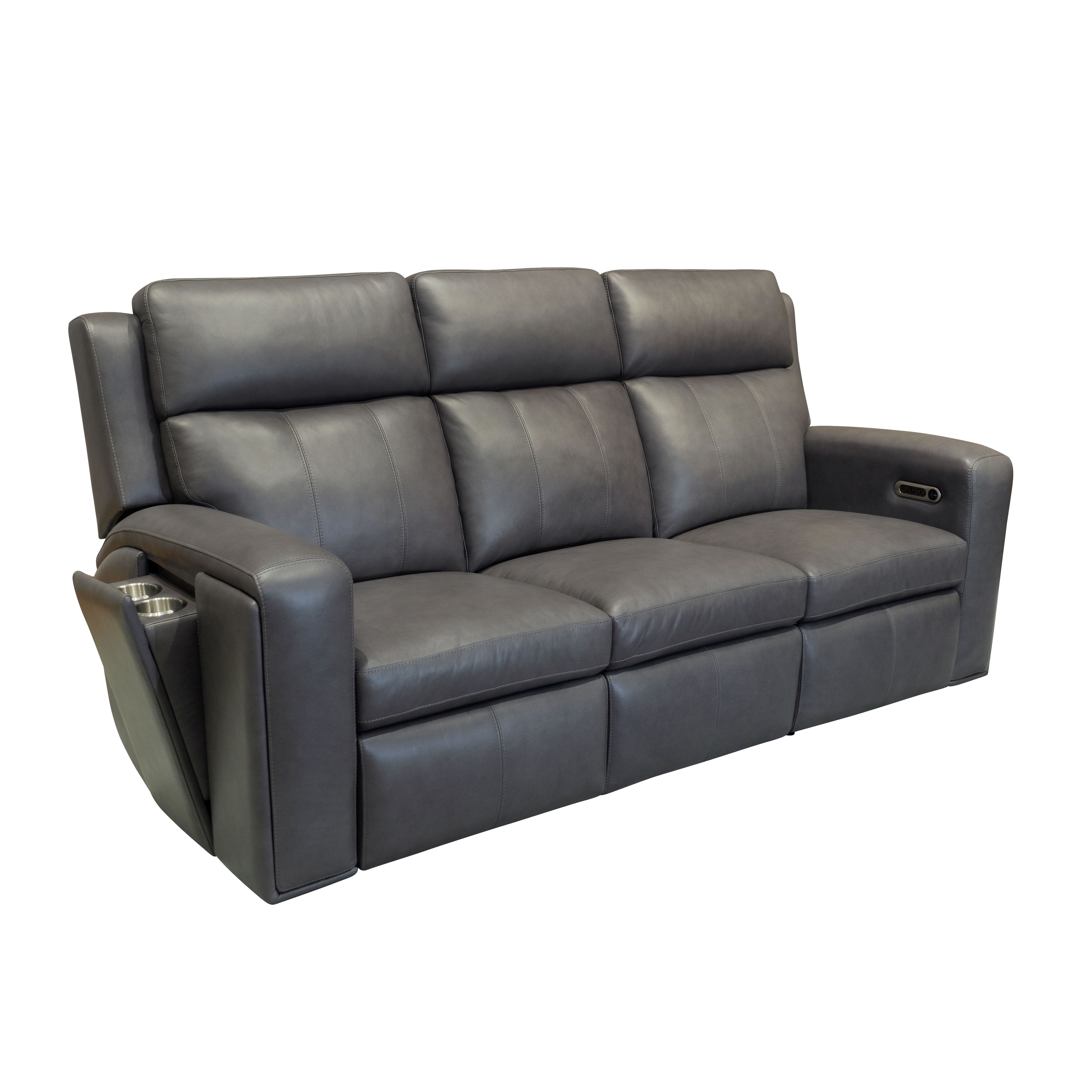 Wyatt - Power Reclining Sofa With Power Headrests & Lumbar - Gunmetal, dark gray, view 2