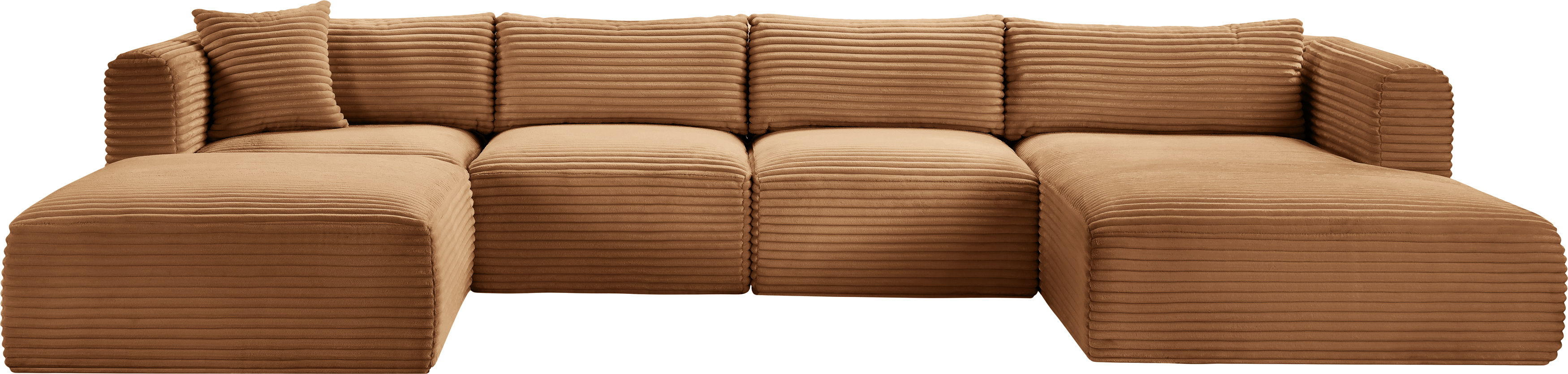 Shaggy - 5 Piece Modular Sectional With Chaise And Ottoman - Saddle