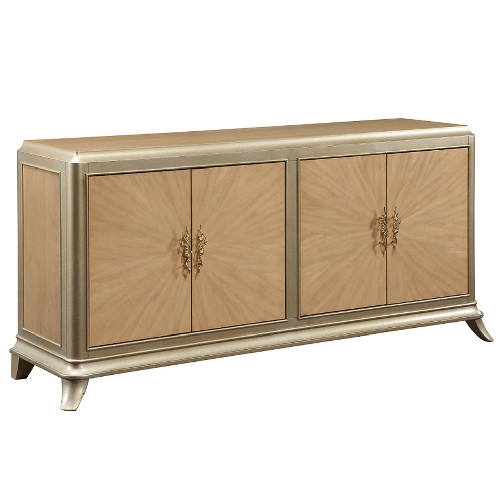 Dodie - Console Cabinet - Natural Oak Sunburst Pattern & Taupe Champaign, beige, view 2