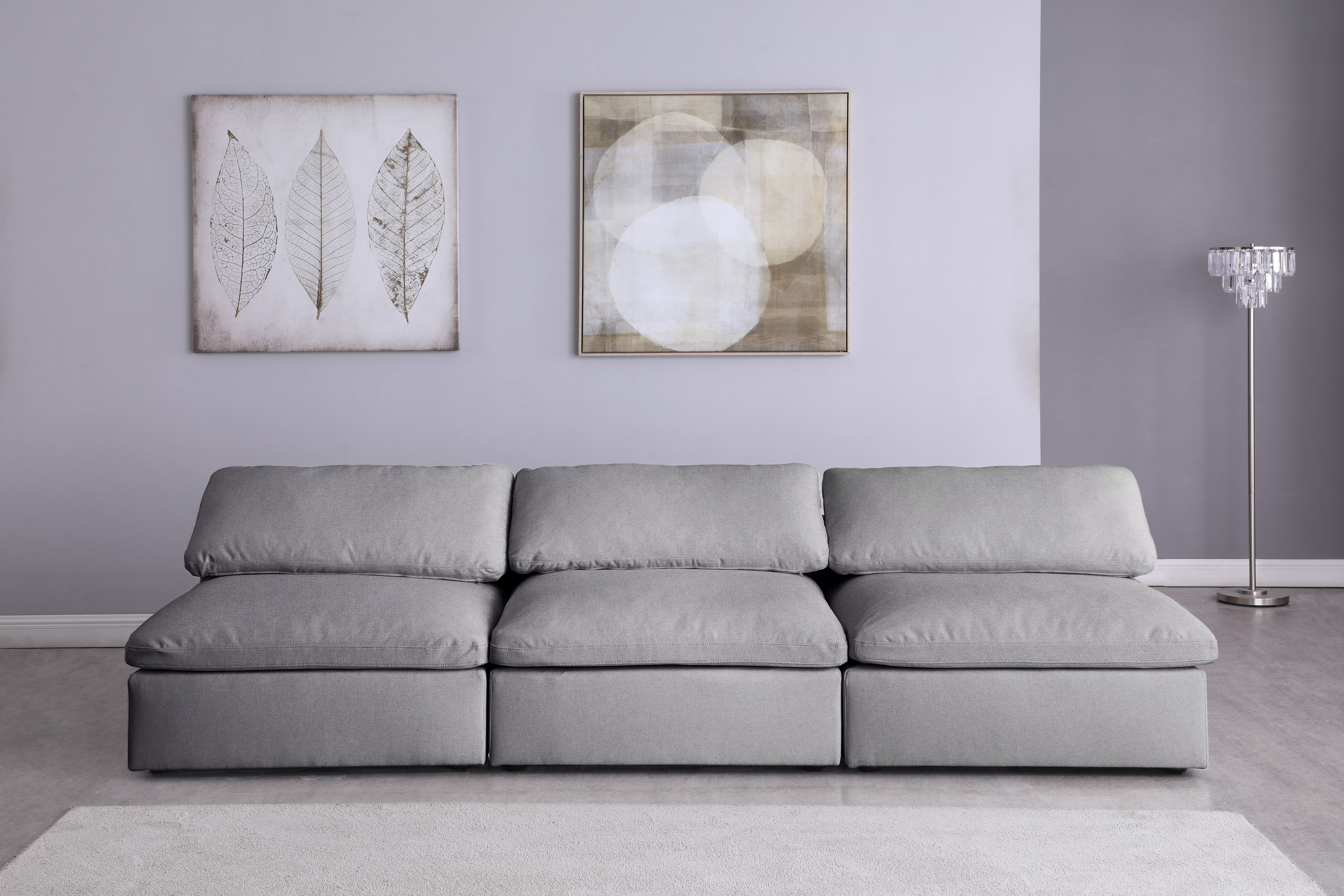 Serene - 3 Piece Modular Armless Sofa - Gray