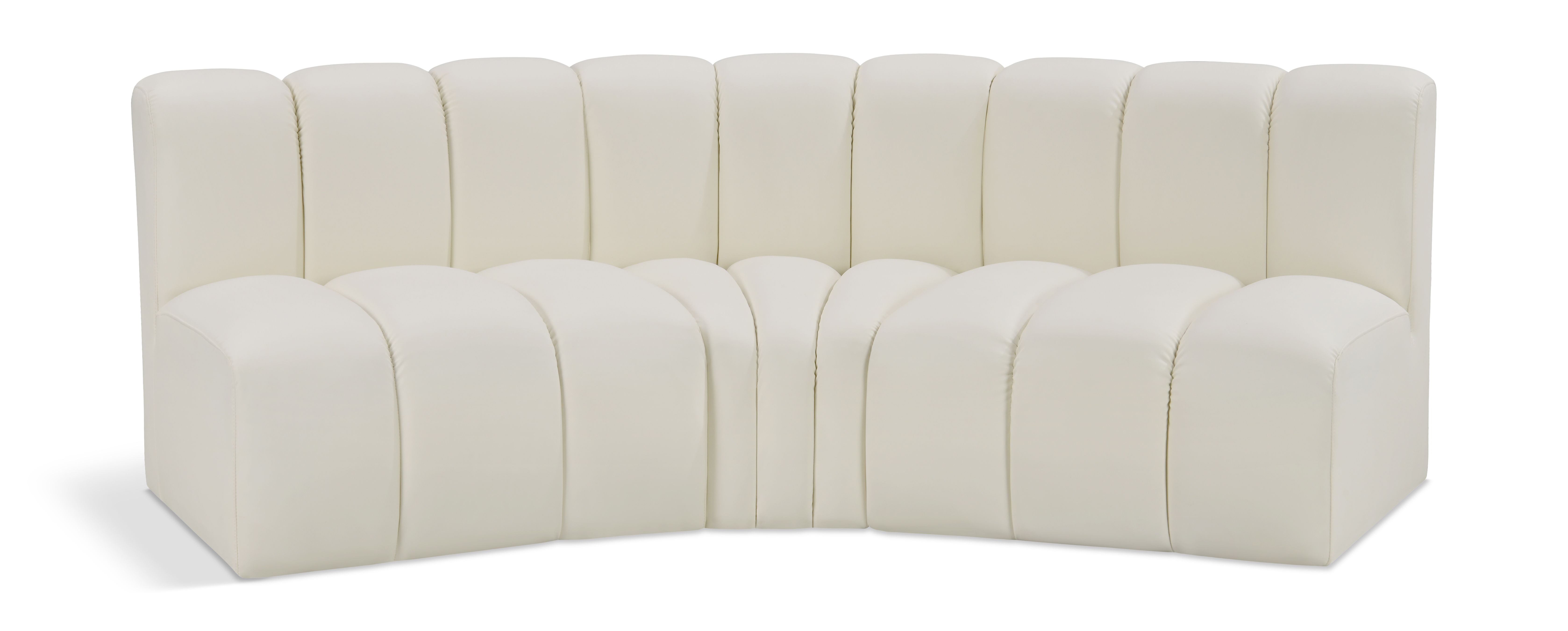 Arc - Faux Leather 3 Piece Modular Corner Sofa - Cream
