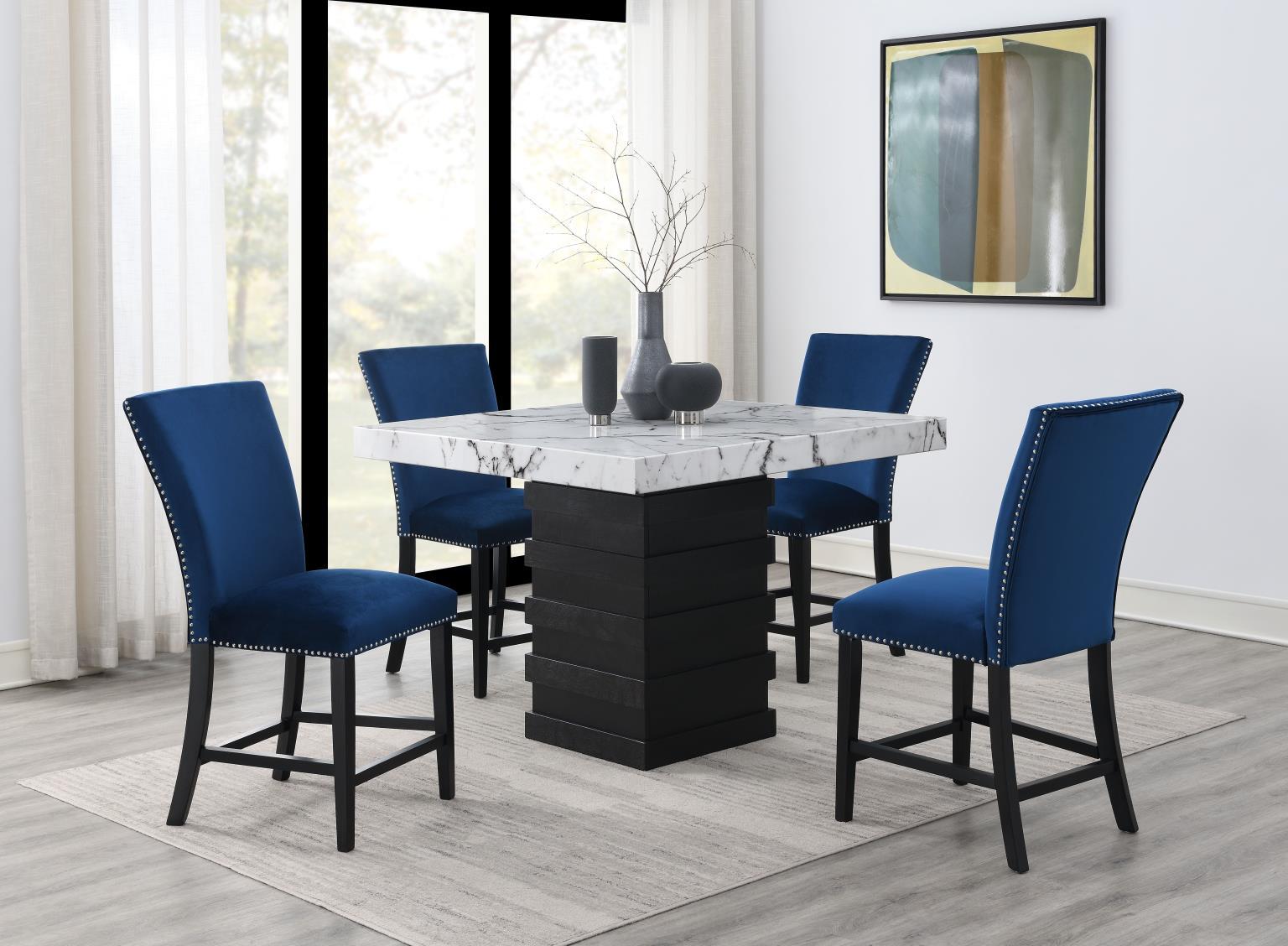 D138 - 5 Piece Dining Room Set (Counter Table, 4 Chairs) - Blue