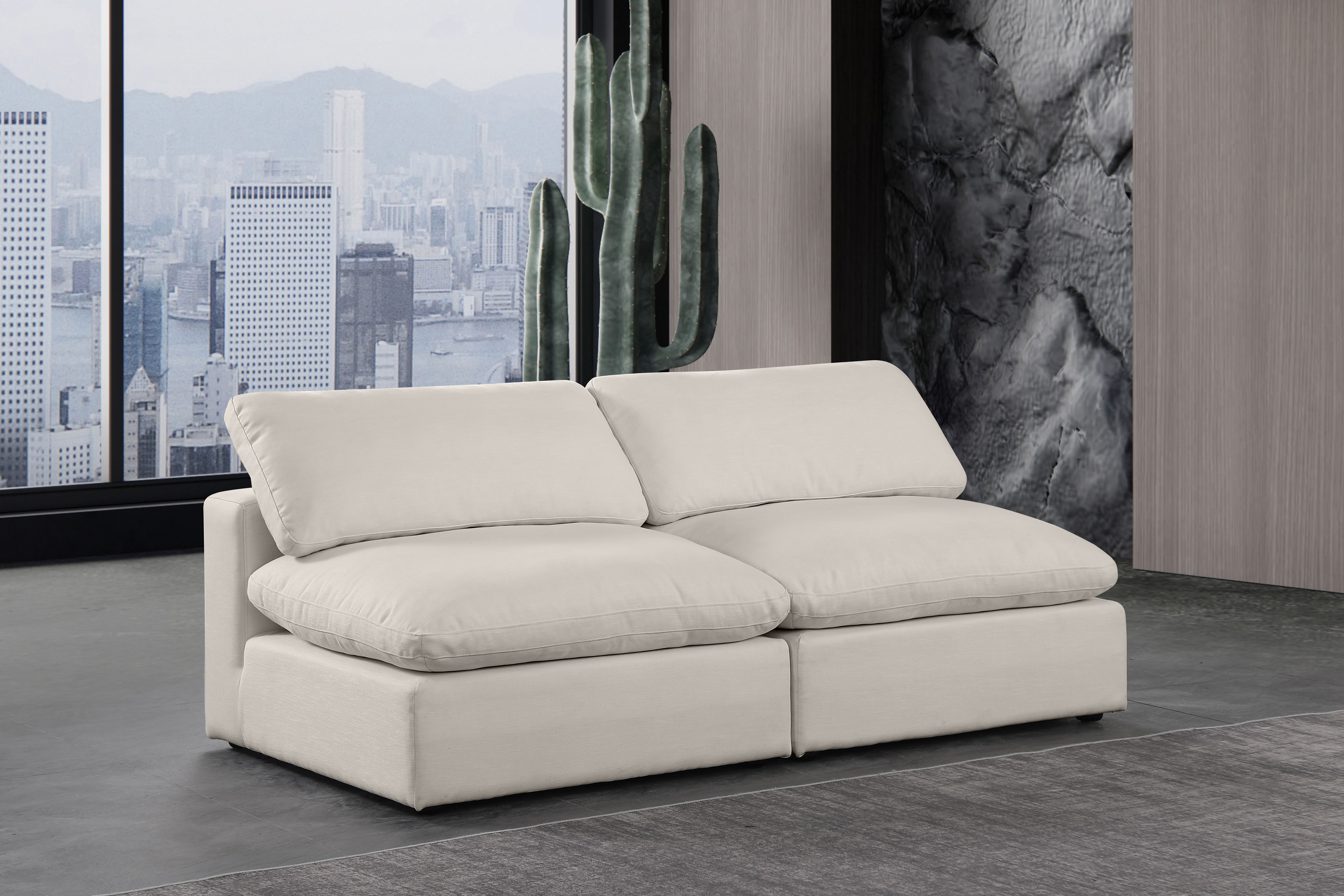Comfy - Linen Modular Armless Sofa 2 Pieces - Ivory