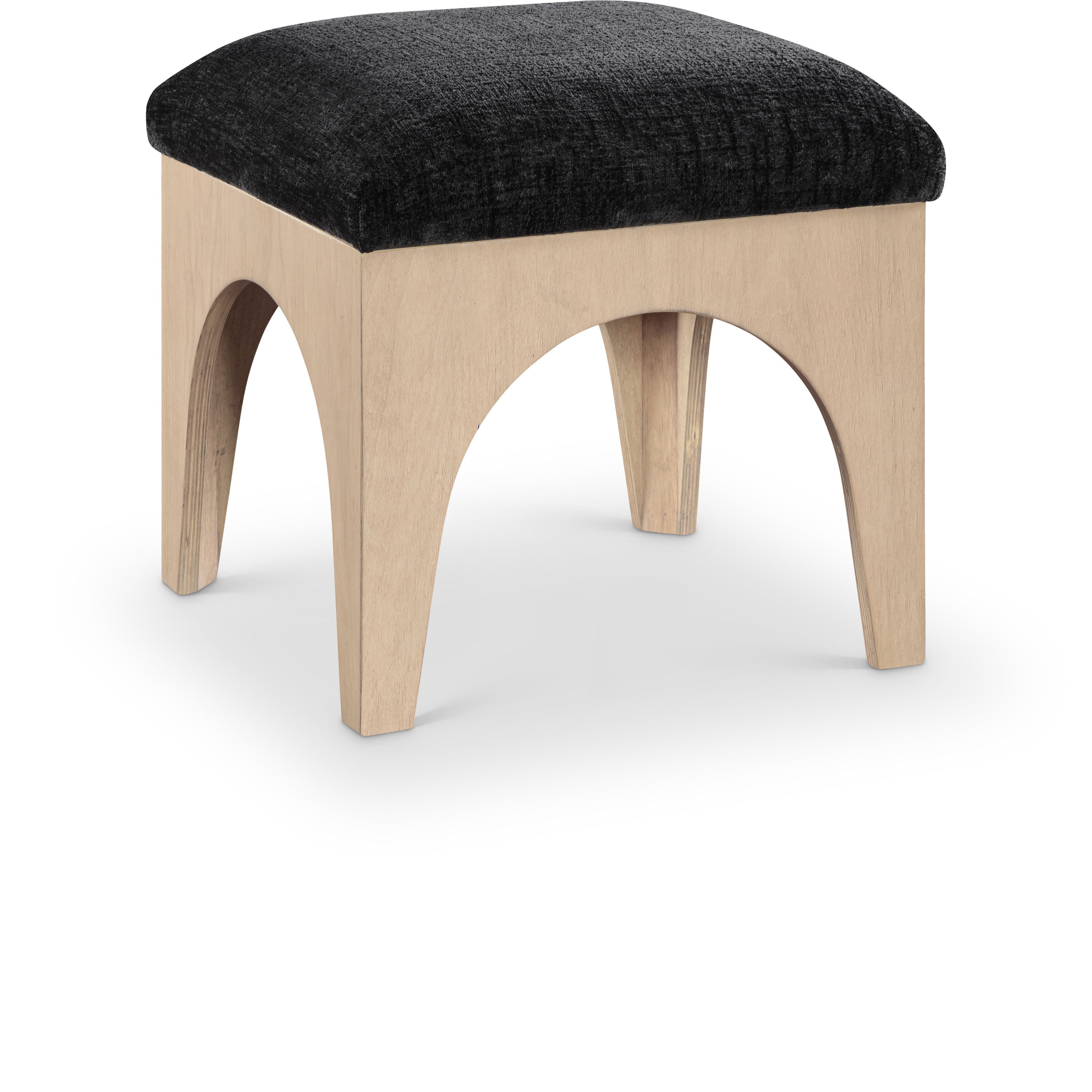 Lawson - Chenille Fabric Ottoman - Black