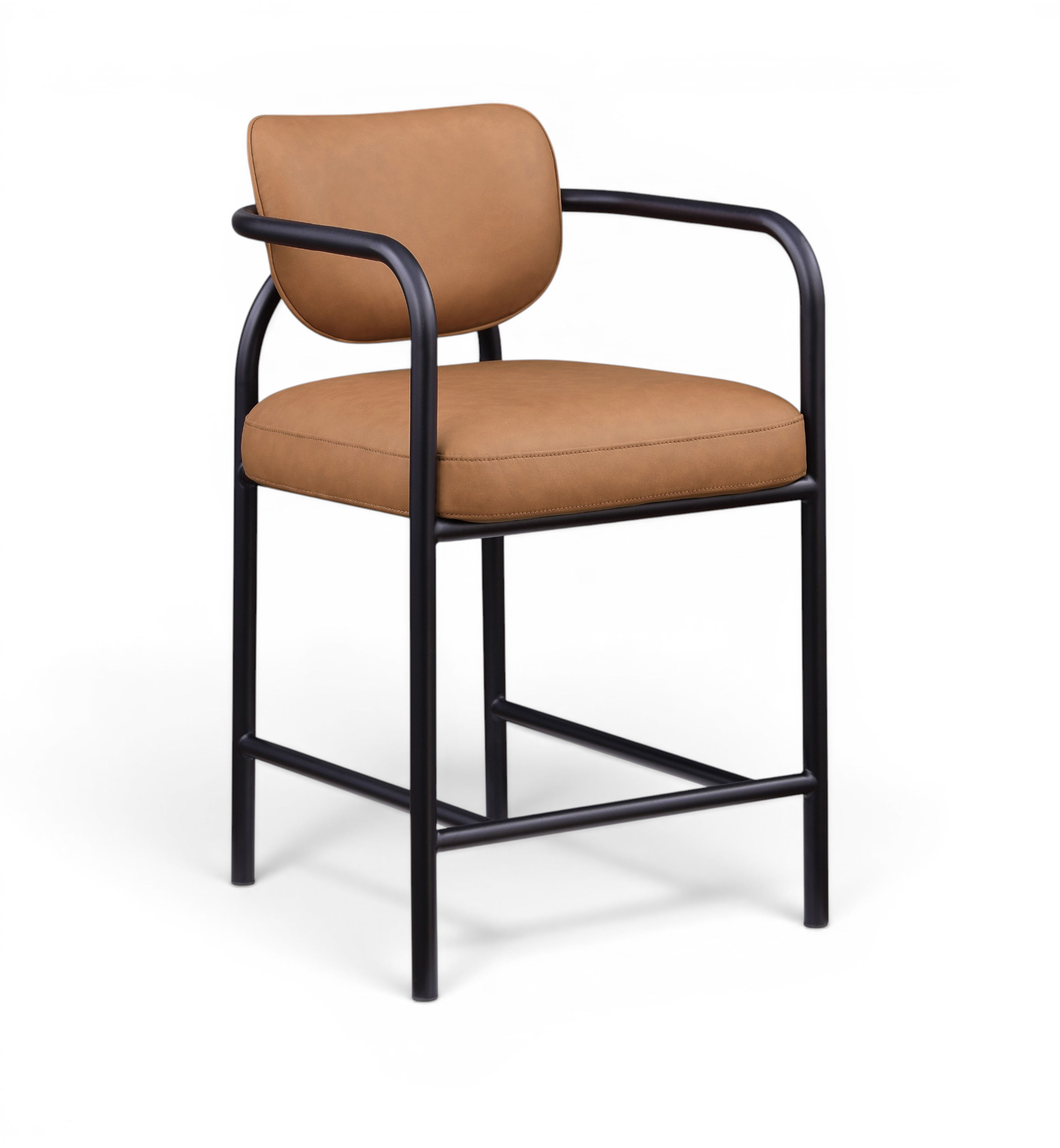 Serava - Vegan Leather Upholstered Counter Stool - Cognac
