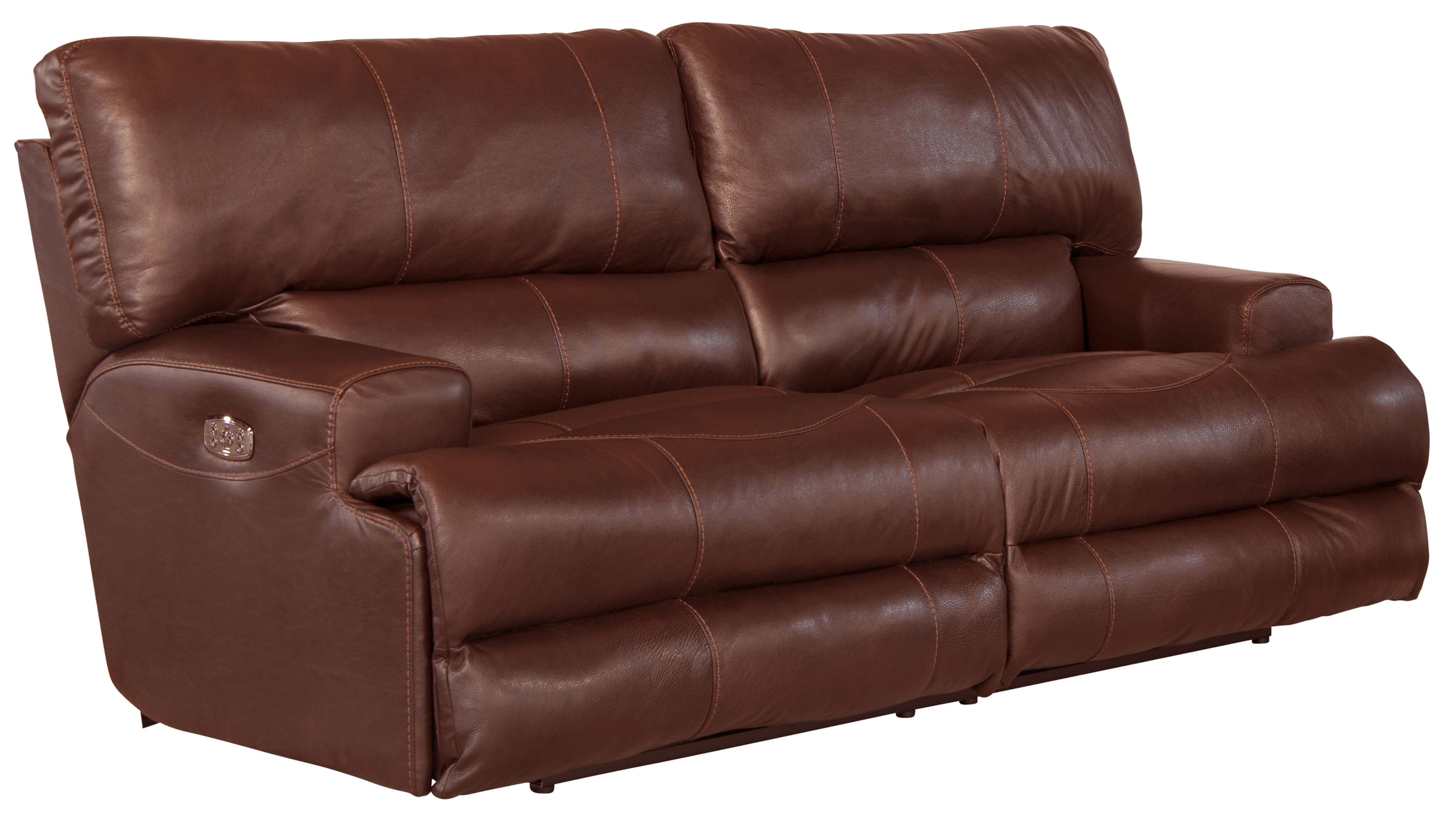 Wembley - Italian Leather Power Lay Flat Reclining Sofa With Power Adjustable Headrest & Lumbar - Walnut