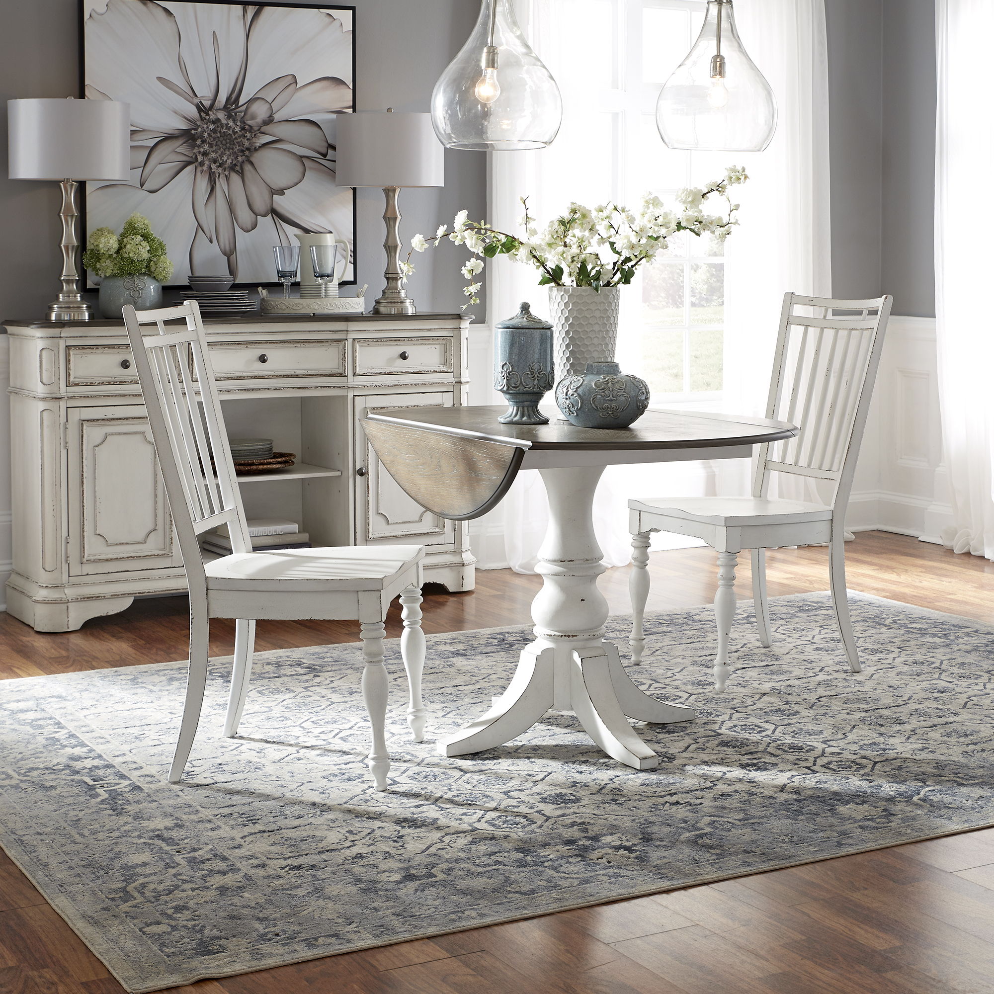 Liberty Furniture Magnolia Manor - 3 Piece Drop Leaf Table Set - White
