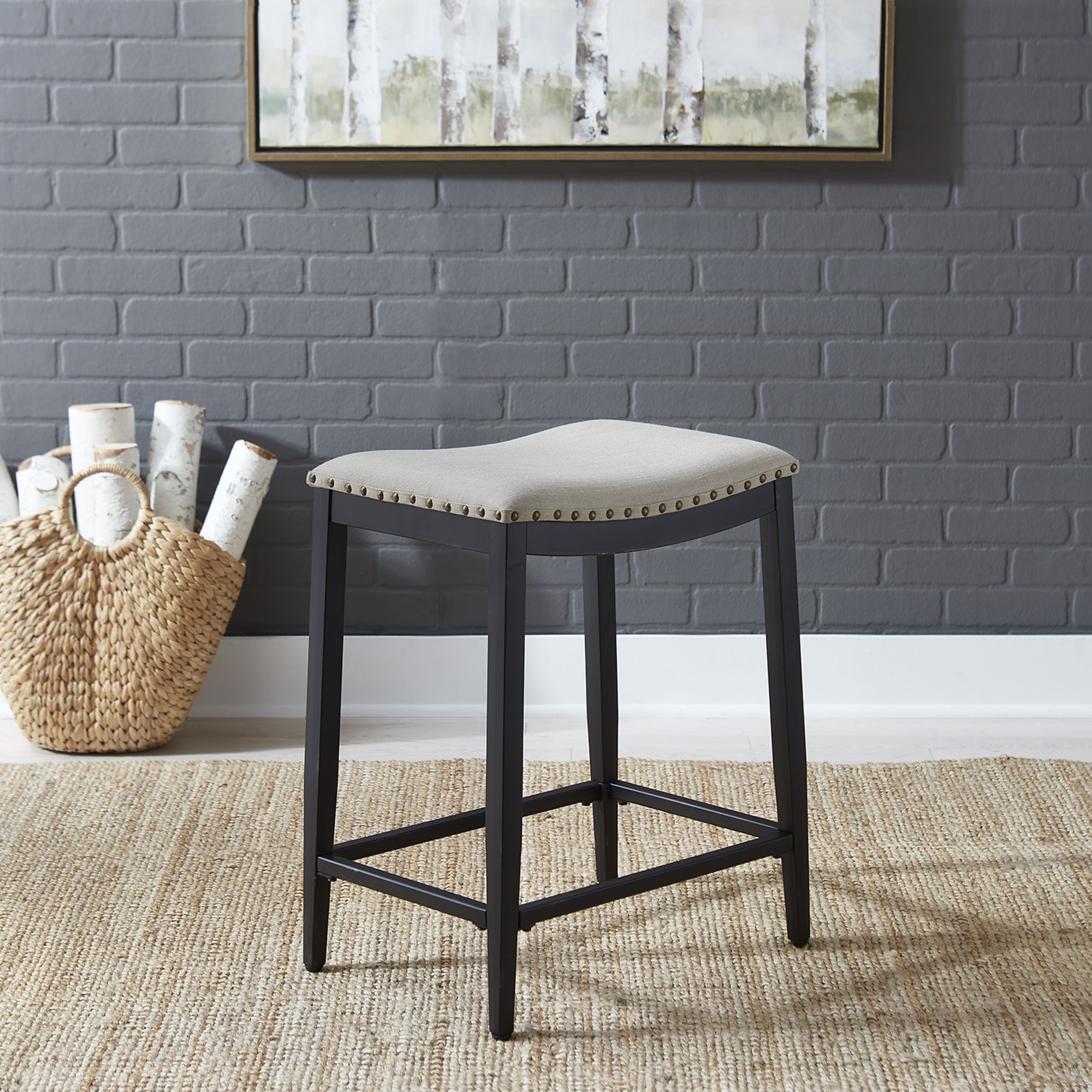 Liberty Furniture Vintage Series - Backless Upholstered Counter Chair - Black
