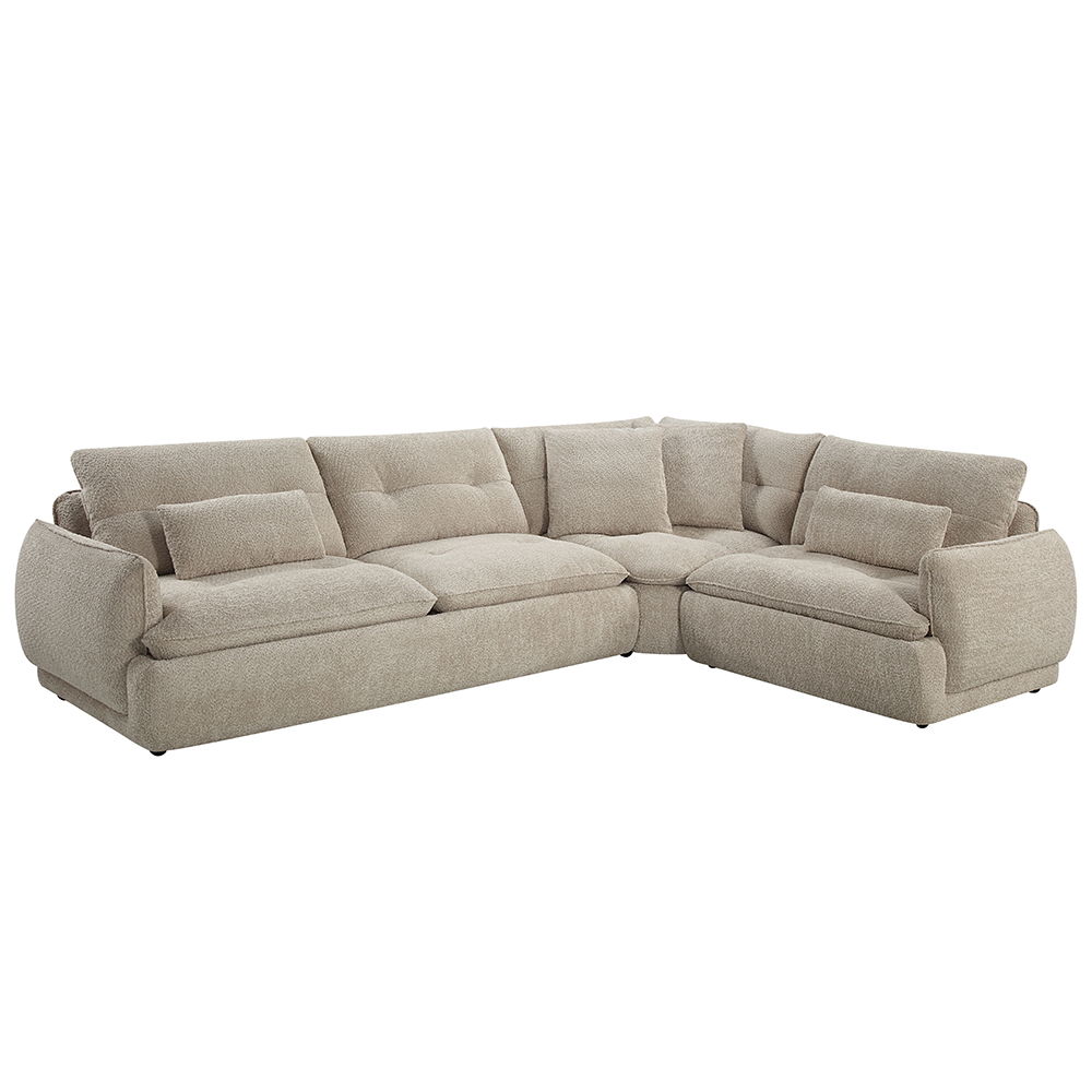 Jonina - Sectional Sofa With 4 Pillows - Beige Chenille, beige, view 2