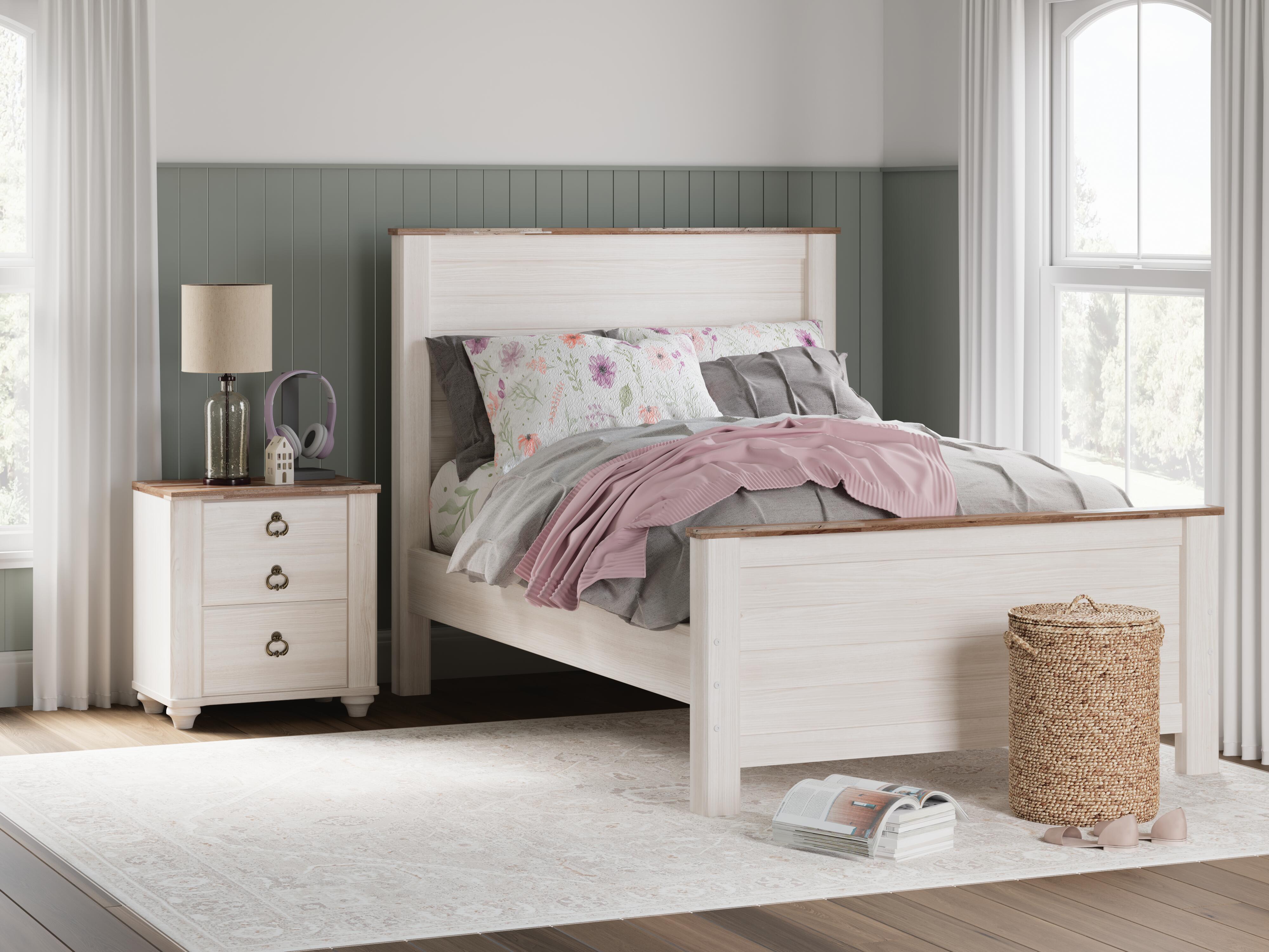 Willowton - Full Panel Bed - Whitewash