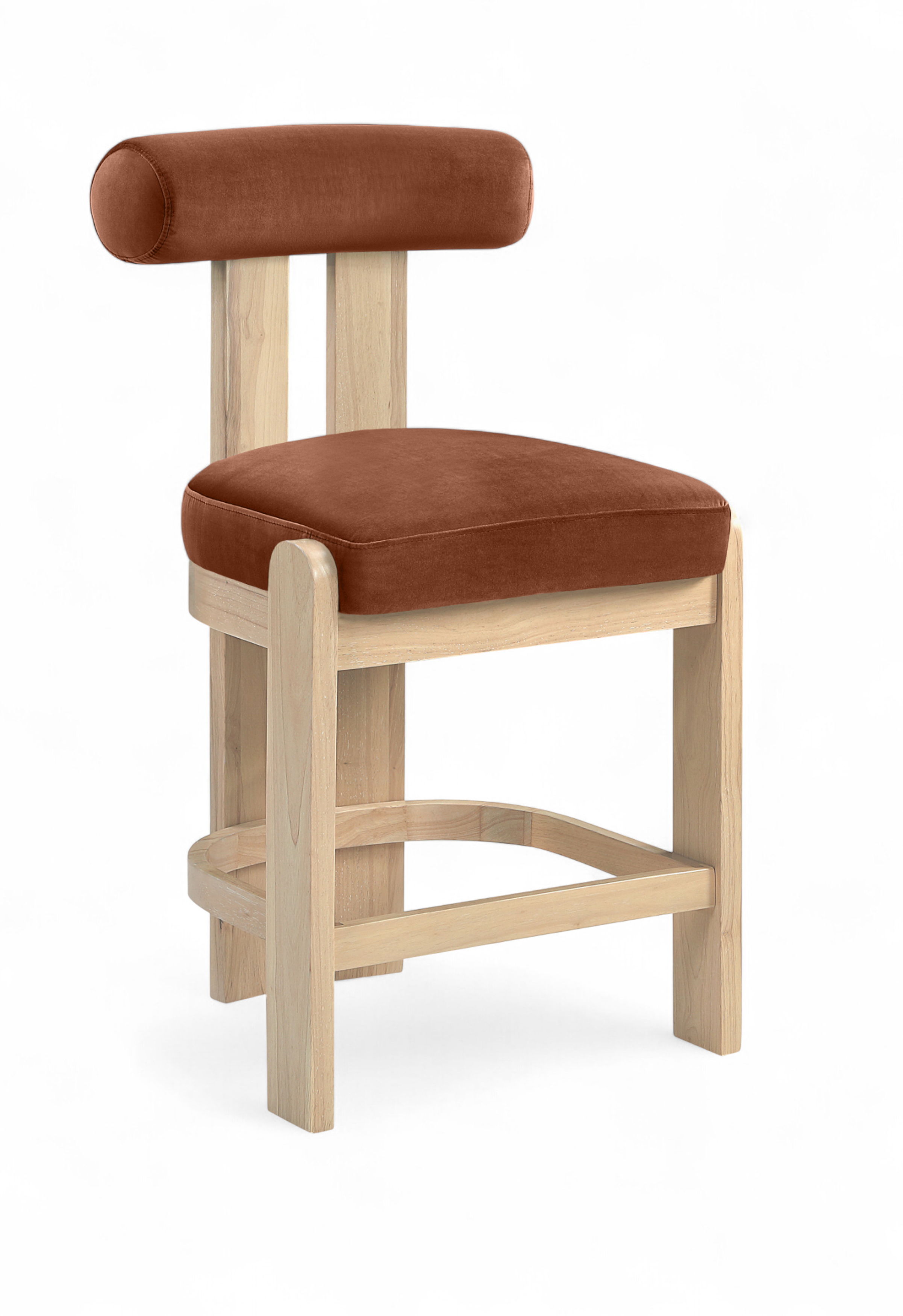 Arienzo - Velvet Performance Fabric Upholstered Counter Stool (Set of 2) - Cognac