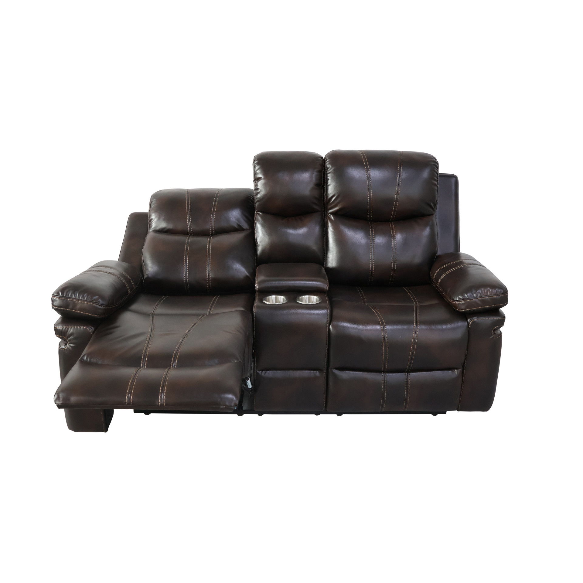 Kellen - Console Loveseat With Dual Recliners - Brown