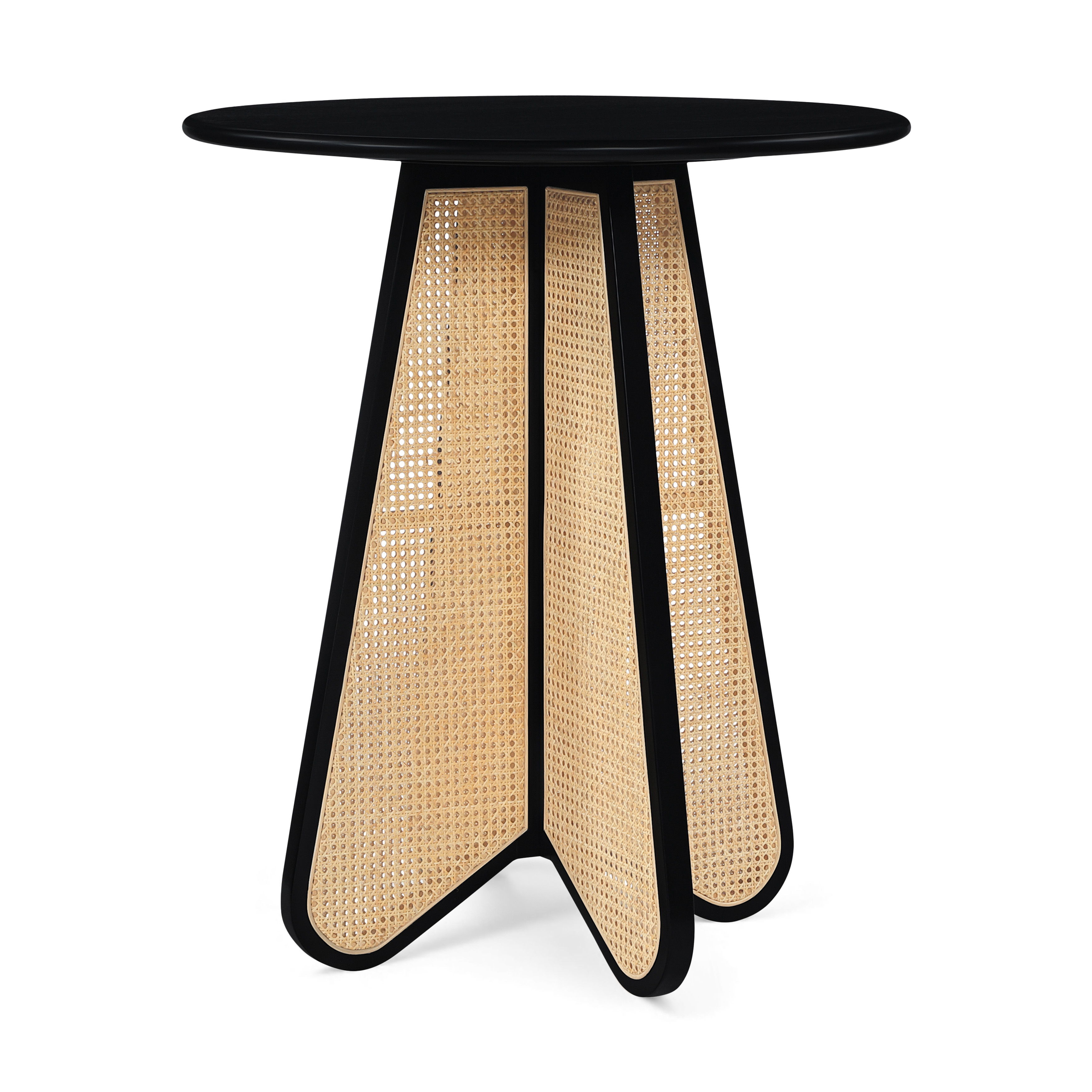 Butterfly - Solid Wood And Natural Cane Bar Height Table - Black / Natural
