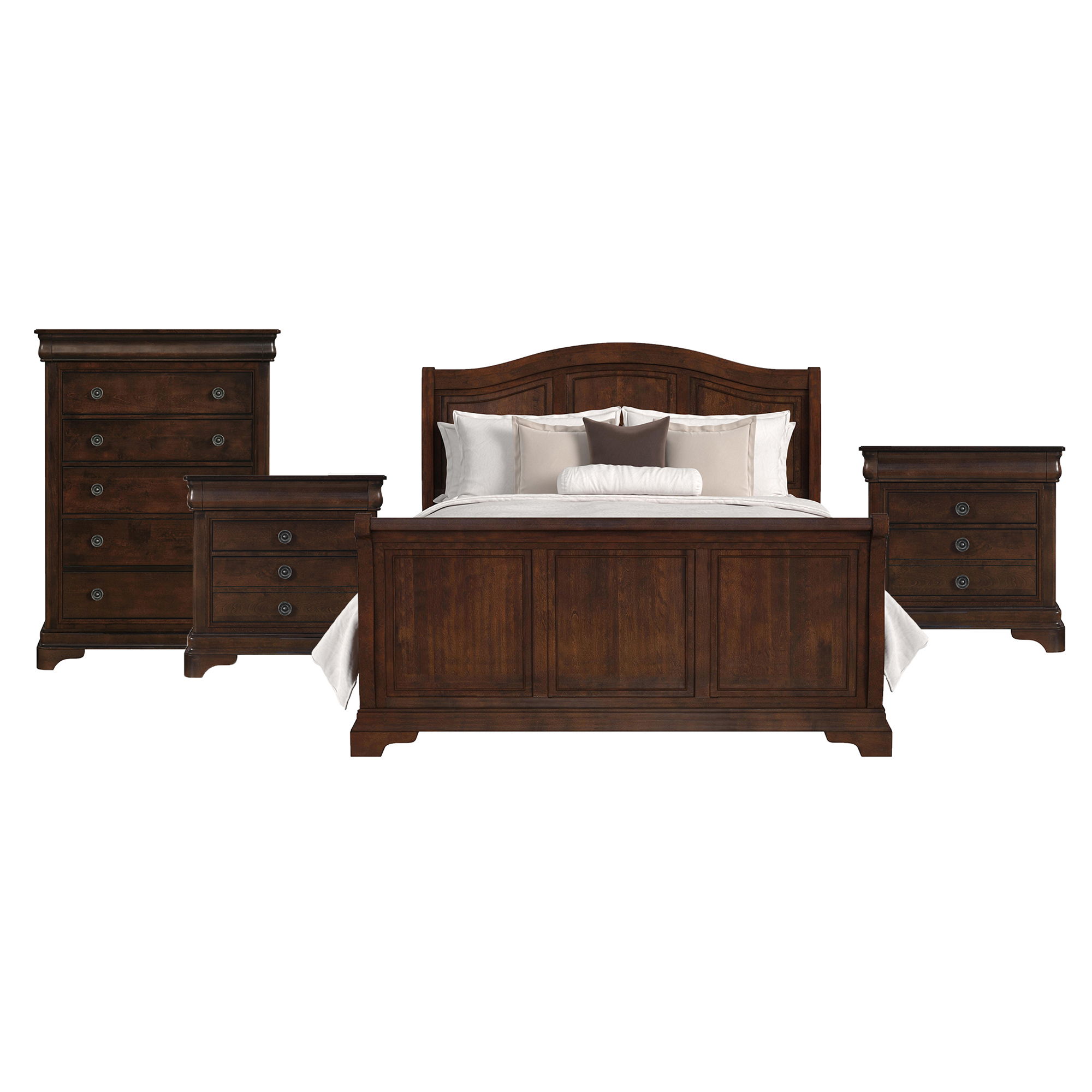 Queen · 4 Pc · Bedroom Set With 2 Nightstands & Chest