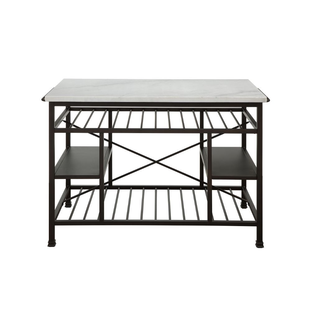 Lanzo - Kitchen Island - Marble Top & Gunmetal, dark gray, view 2