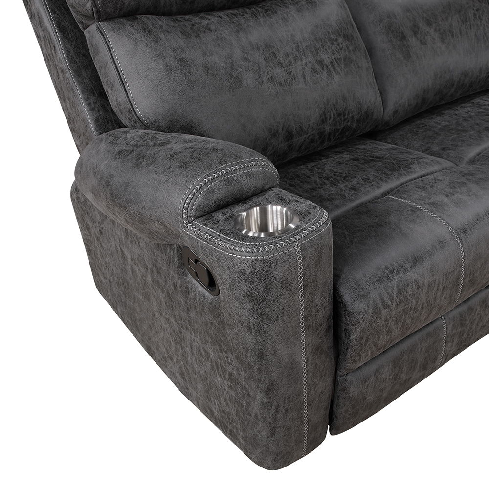 Hirah - Motion Sofa - Dark Gray Polish Microfiber, dark gray, view 3