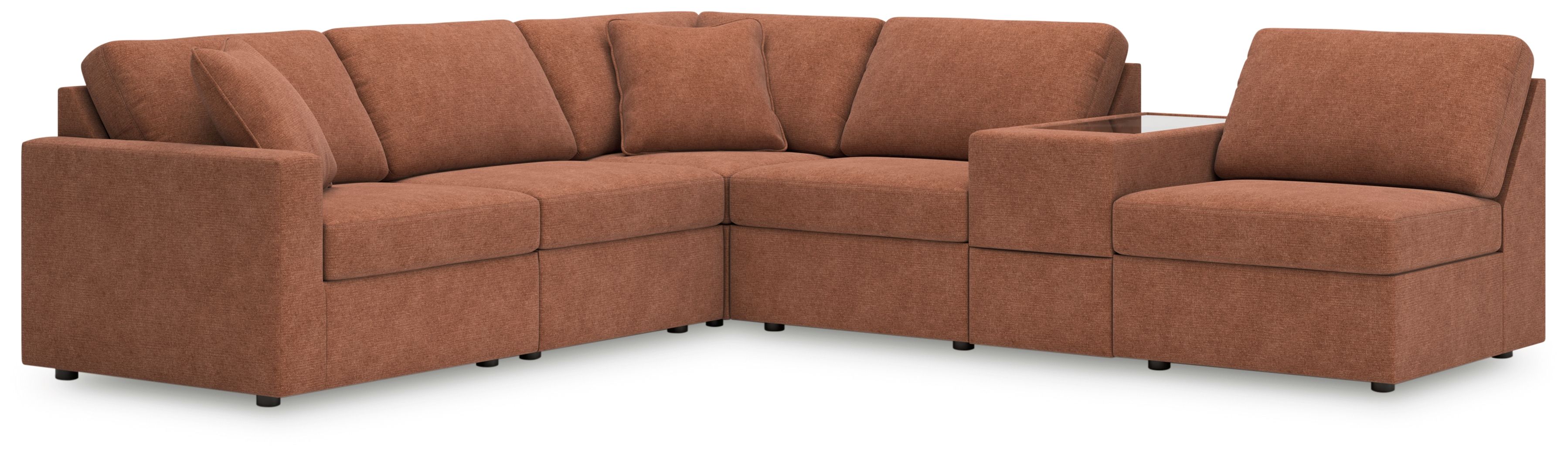 6 Pc · Sectional With Storage Console And 3 Armless Chairs
