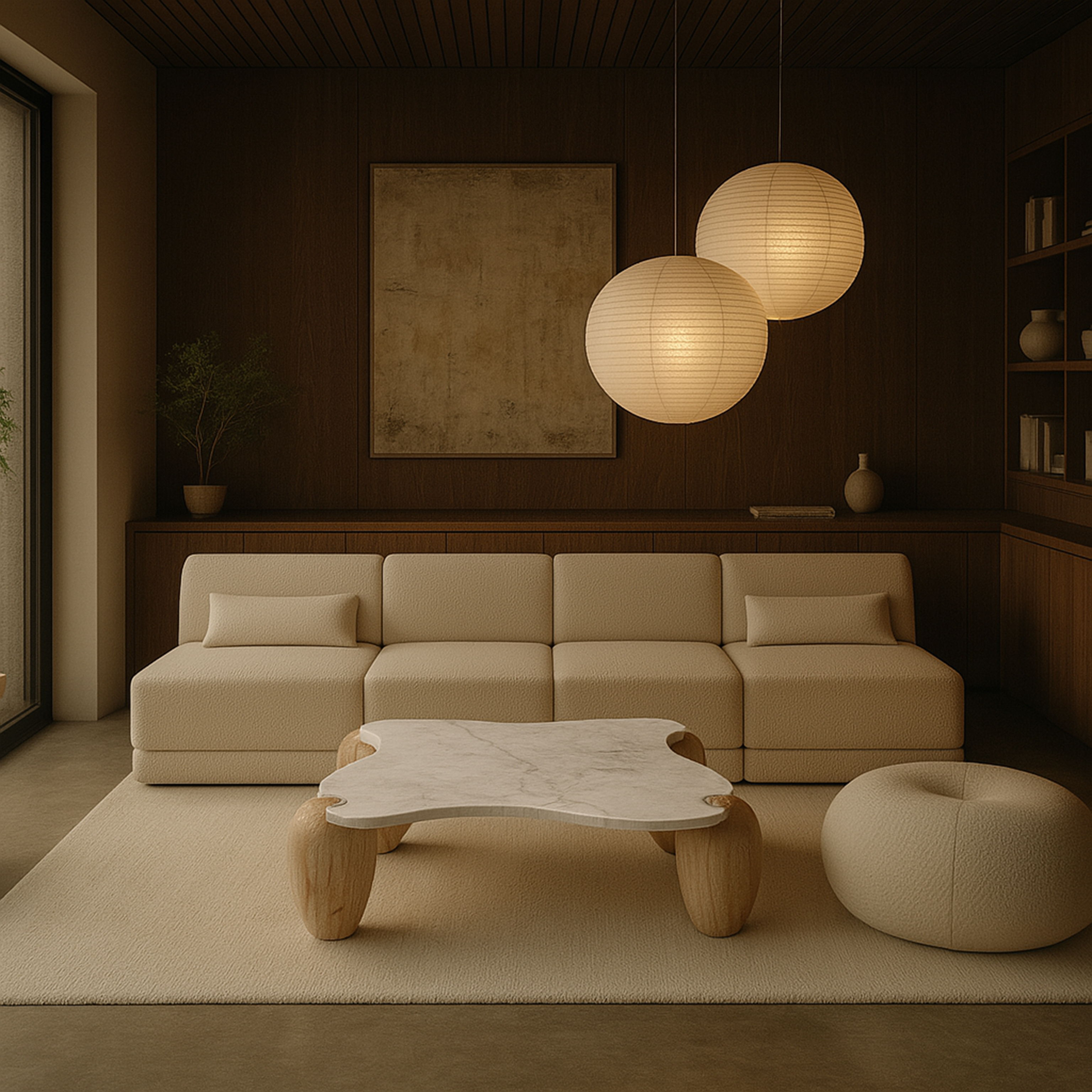 Liona - Marble And Acacia Wood Coffee Table - White
