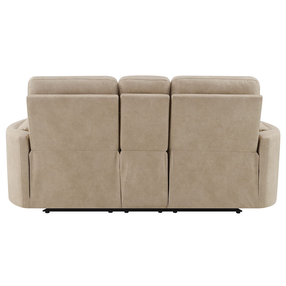Elison - Motion Loveseat With Console - Dark Beige Polish Microfiber, beige, view 5