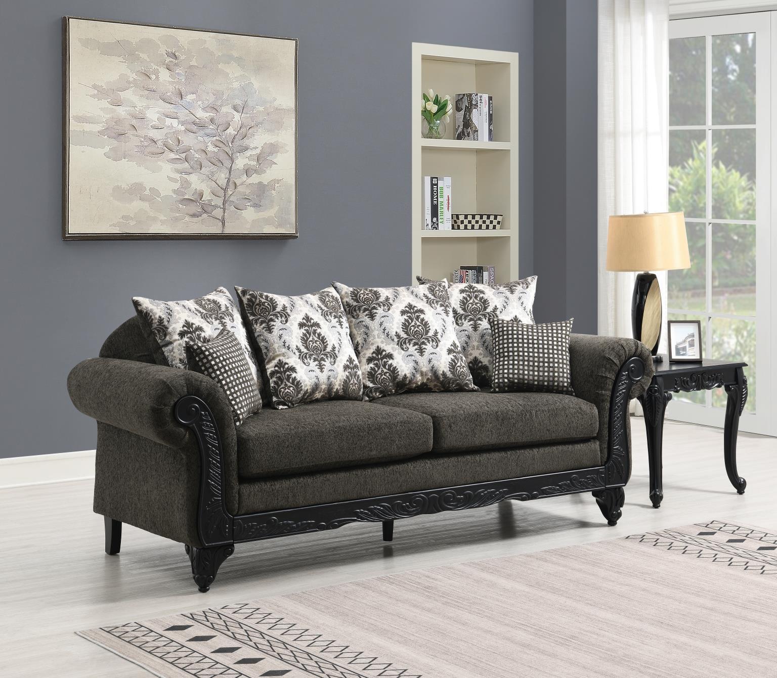 U208 - 2 Piece Living Room Set (Sofa & Loveseat) - Dark Gray