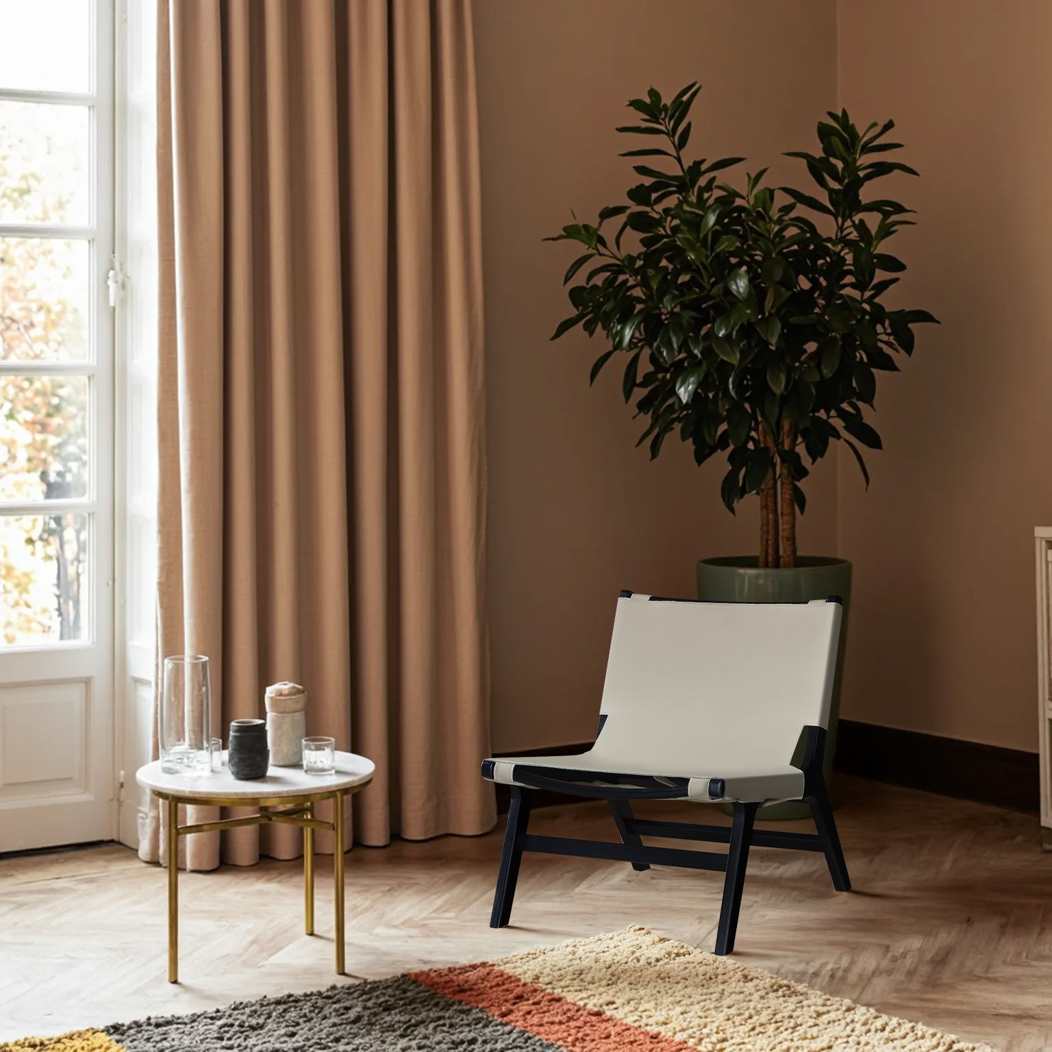 Rawlins - Vegan Leather Accent Chair - Beige