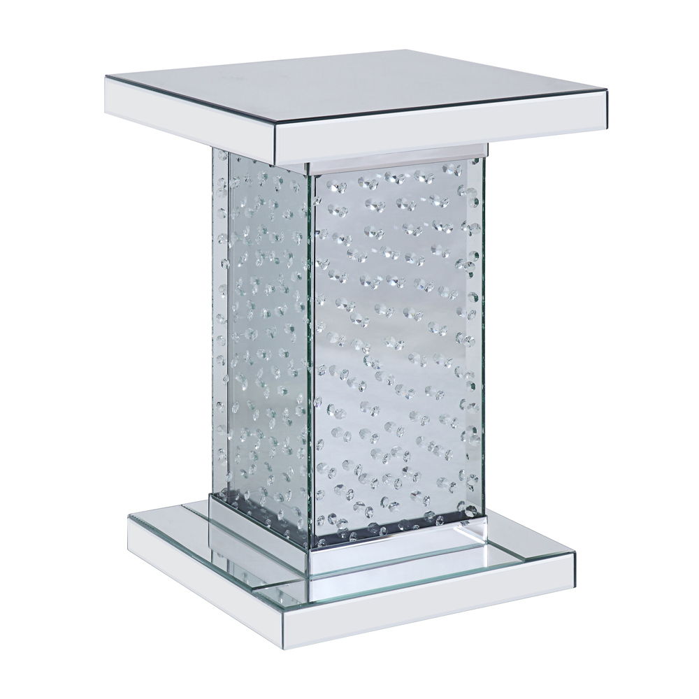 Nysa - 26" End Table - Mirrored & Faux Crystals, silver, view 2