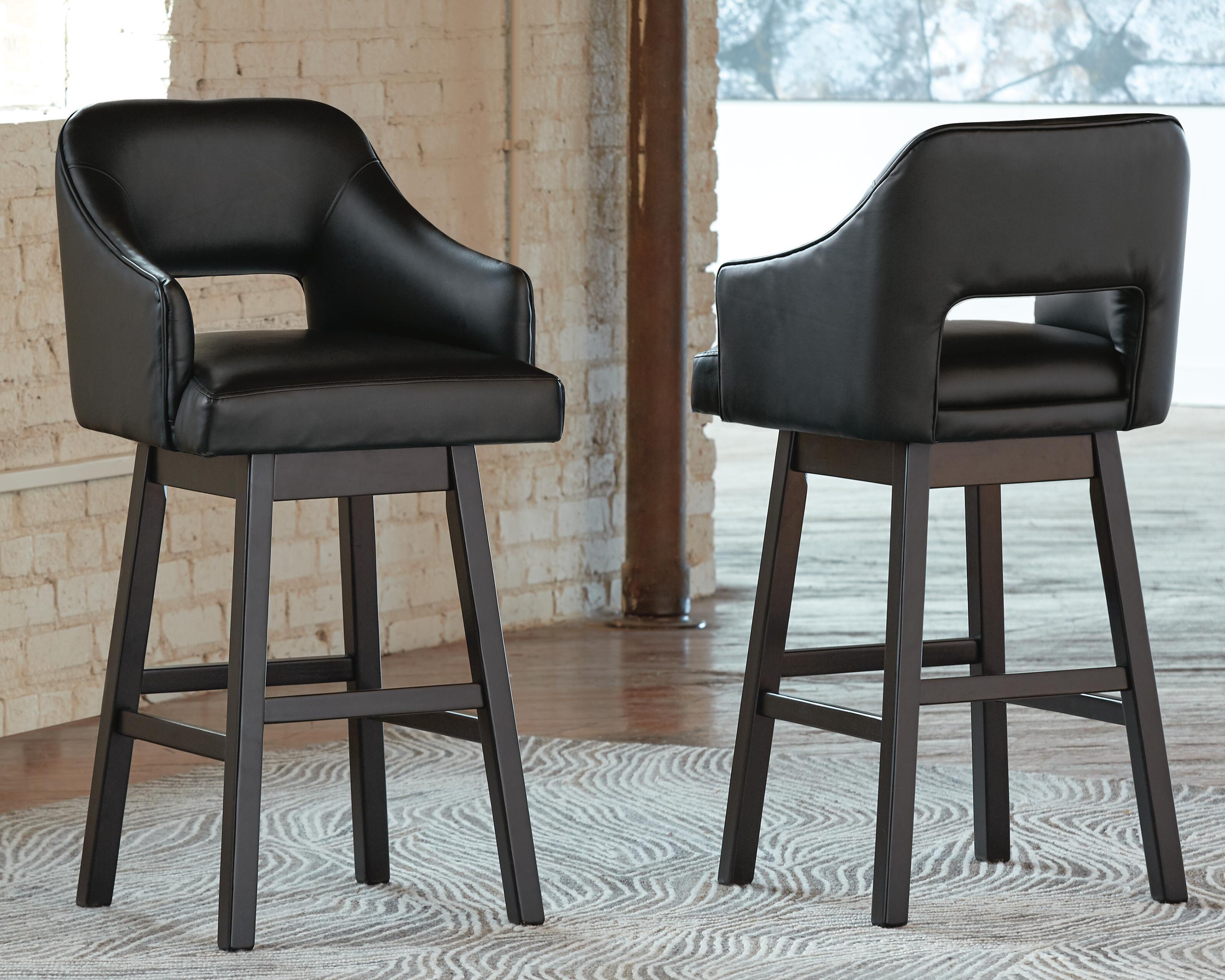 Ashley Furniture Tallenger - Tall UPH Swivel Barstool(Set of 2) - Black / Dark Brown - Image 3