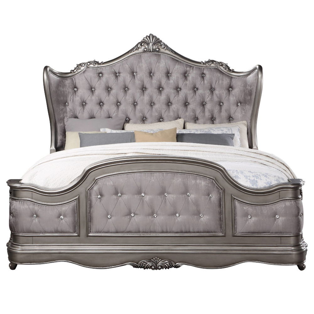 Ariadne - Queen Bed - Velvet & Antique Platinum, silver, view 8