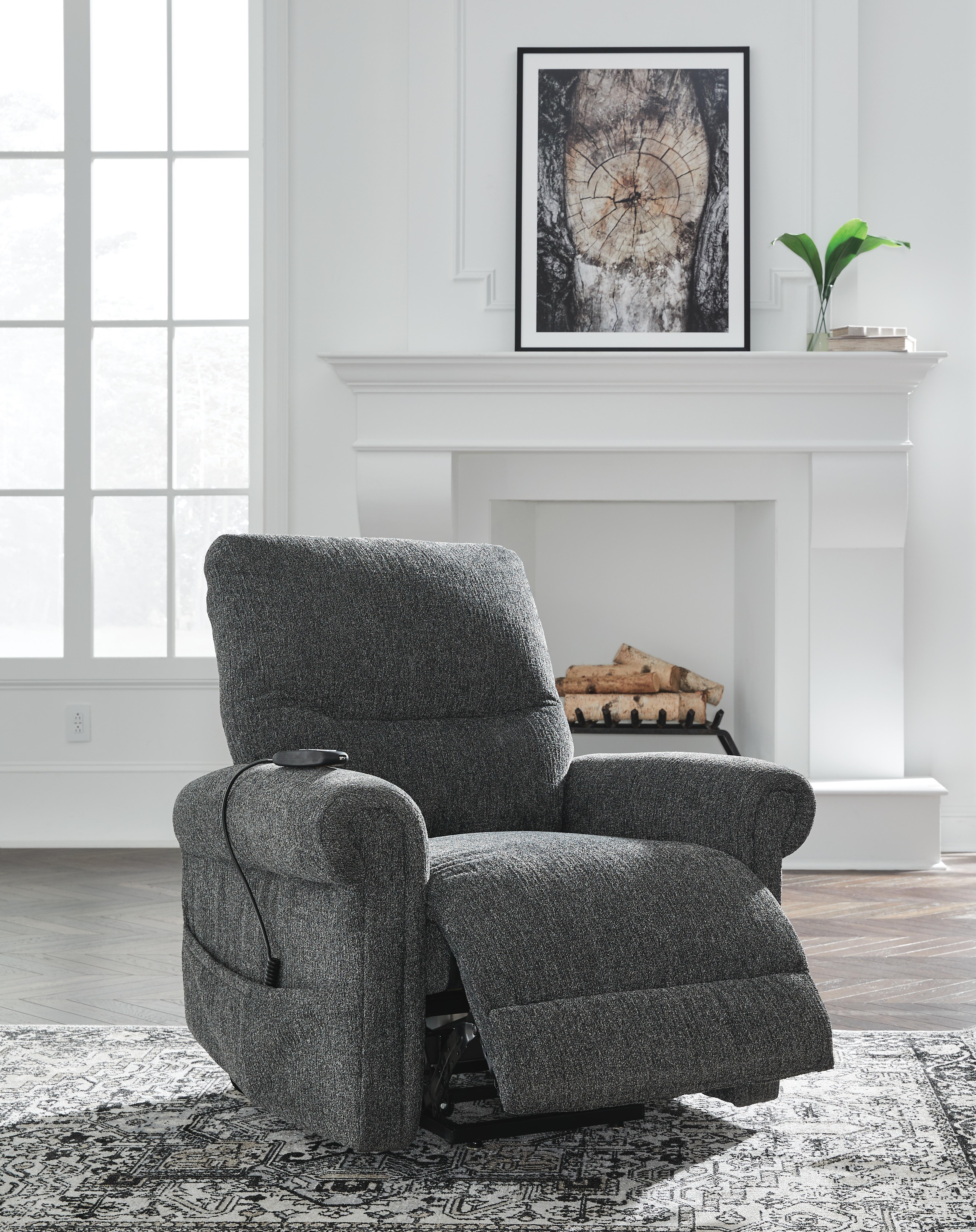 Ashley Furniture Aureta - Power Lift Recliner - Charcoal - Image 9