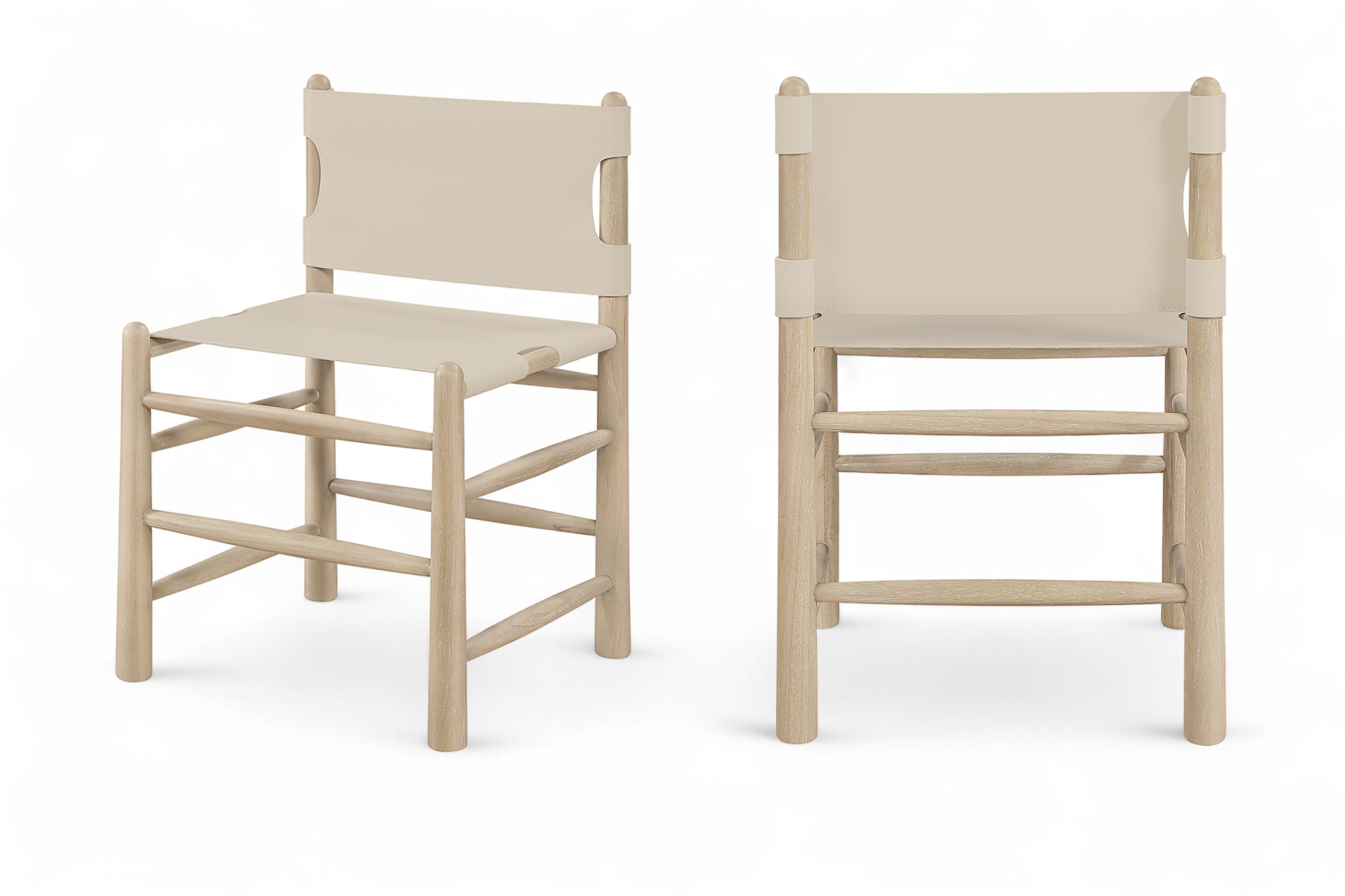 Santos - Vegan Leather Upholstered Dining Chair (Set of 2) - Beige / Stained Natural