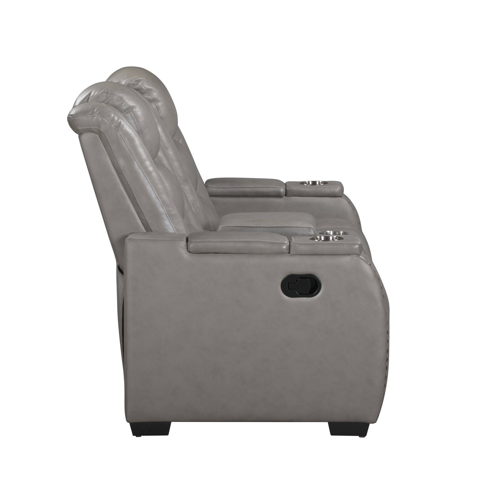 Breckenridge II - Console Loveseat With Dual Recliners - Light Gray, gray, view 6