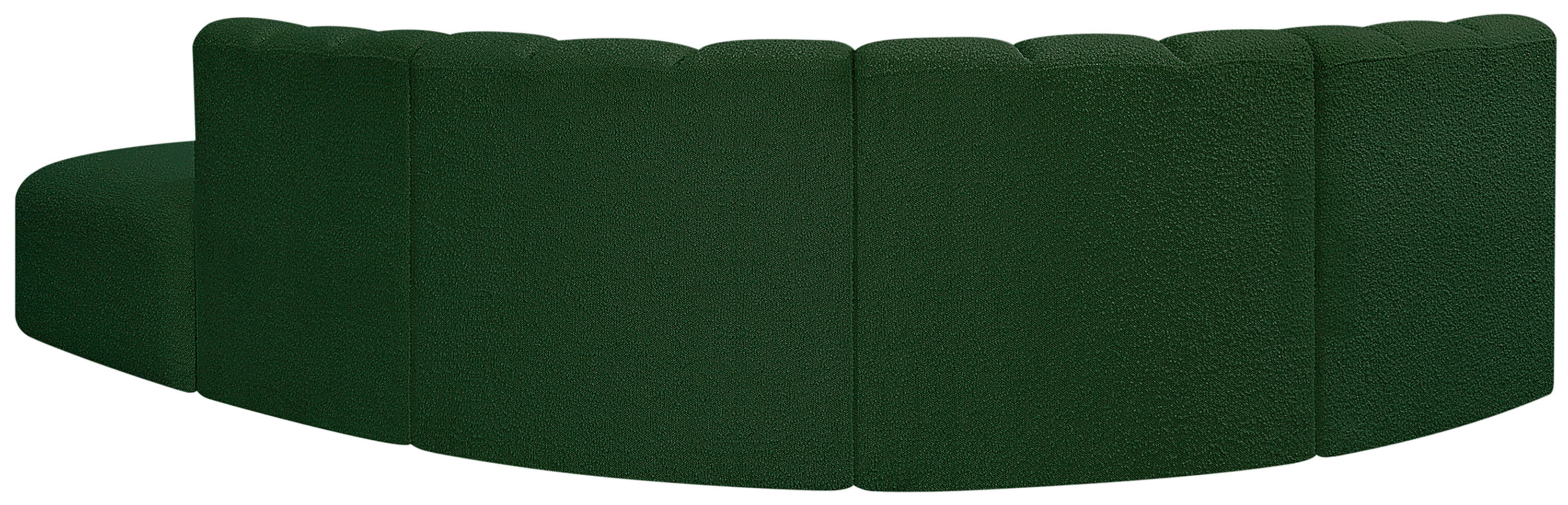 Arc - Boucle Fabric 5 Piece Corner Modular Sofa - Green