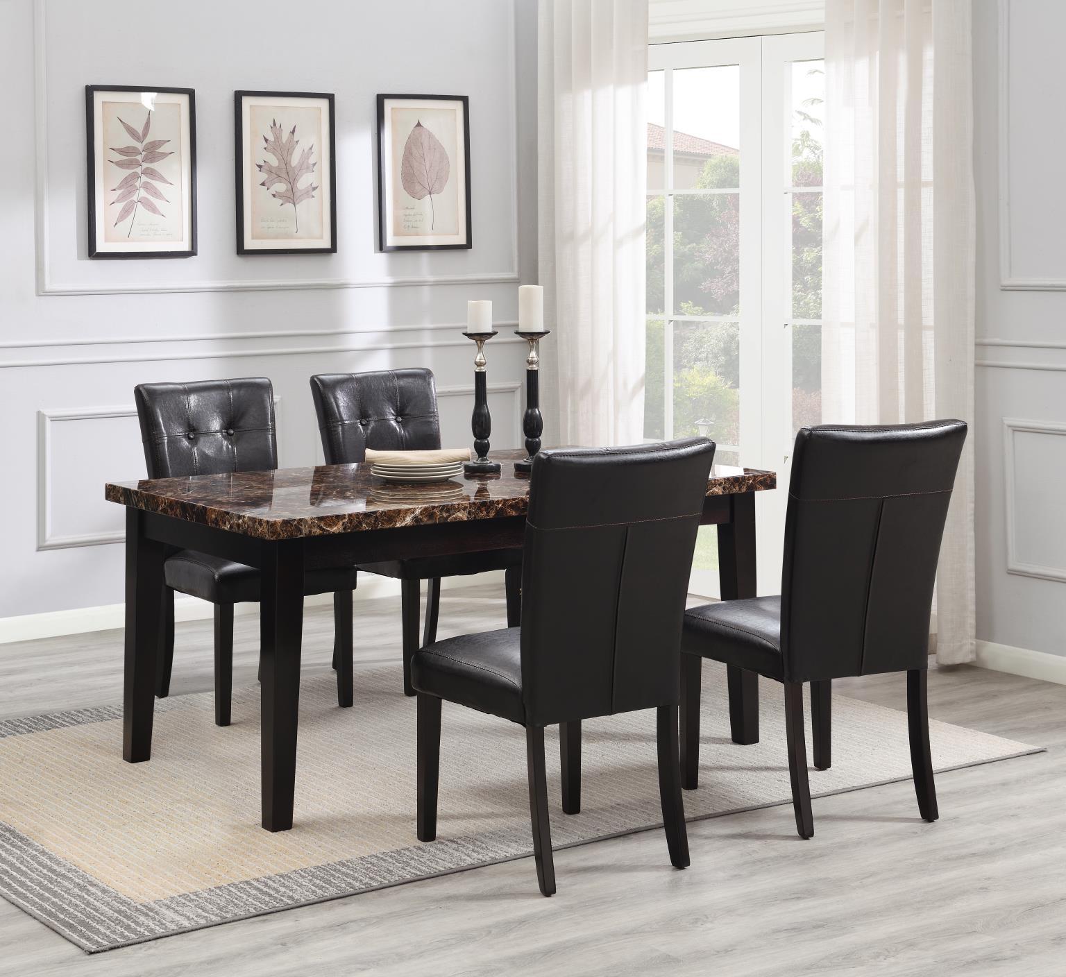 D150 - 5 Piece Dining Room Set (Table, 4 Side Chairs) - Dark Brown
