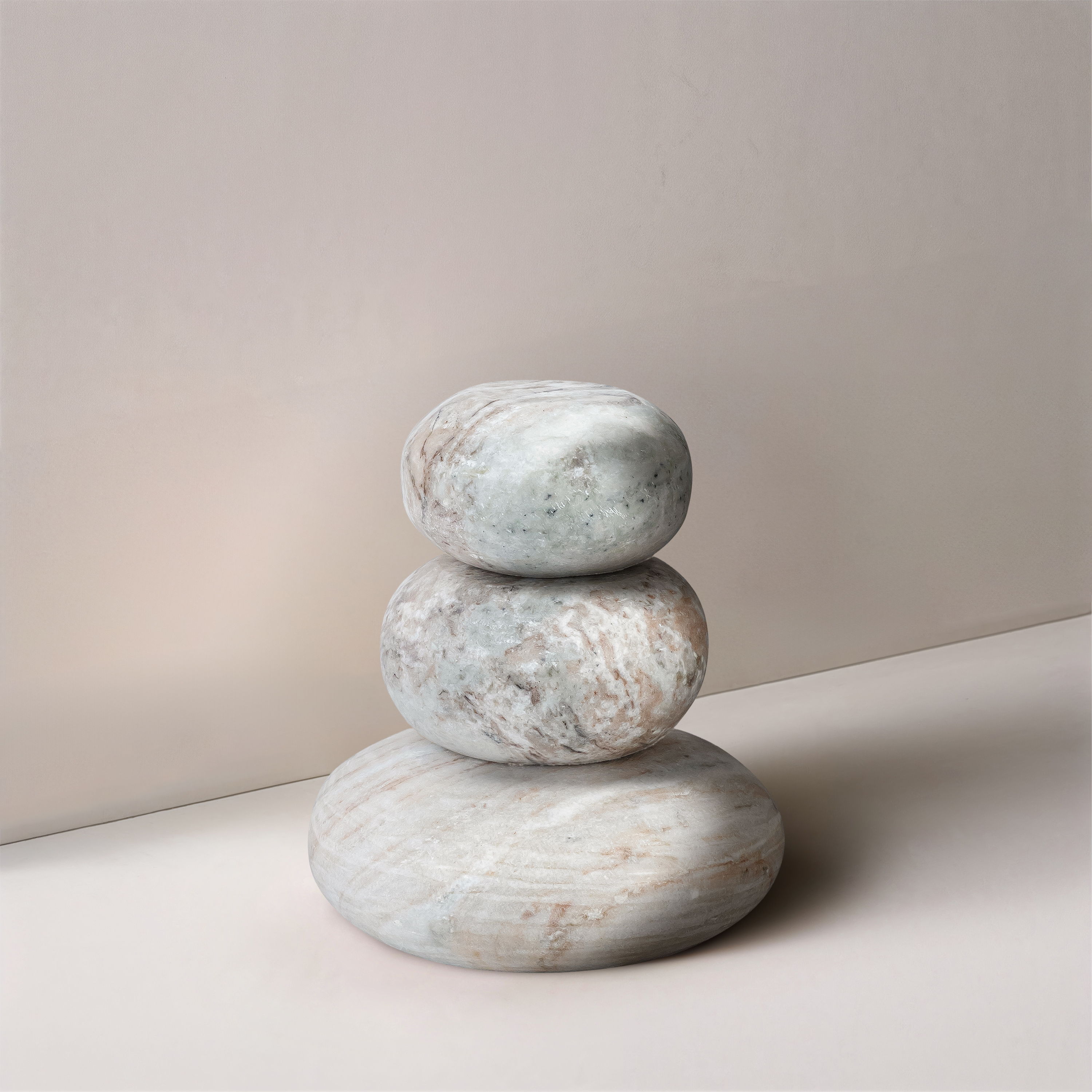 Pumpkin - 3 Piece Marble Decorative Object - Brown