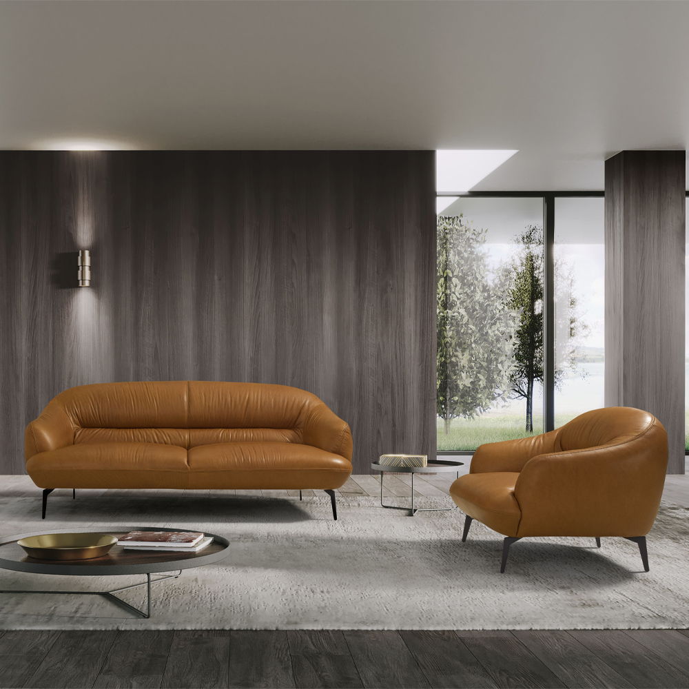 Leonia - Sofa - Cognac Leather, dark brown, view 3
