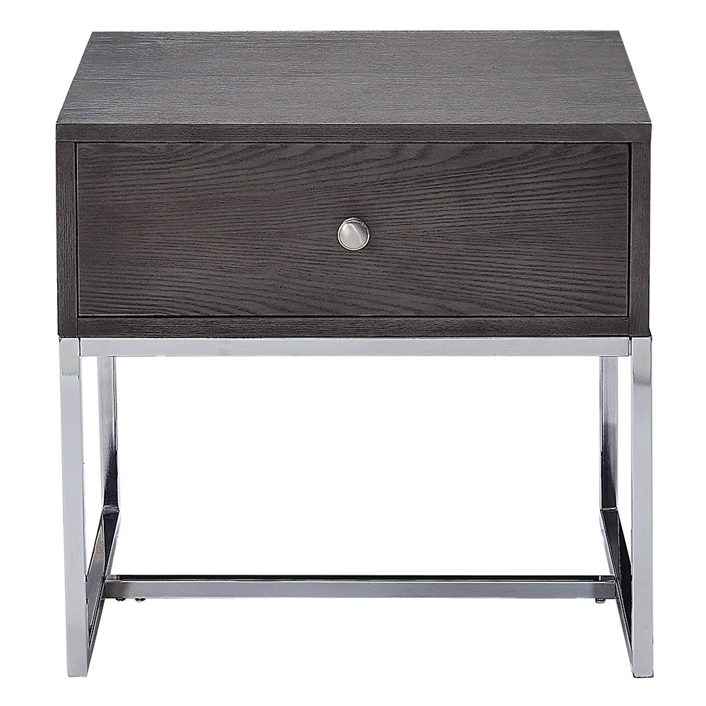 Iban - End Table - Gray Oak & Chrome, dark gray, view 8