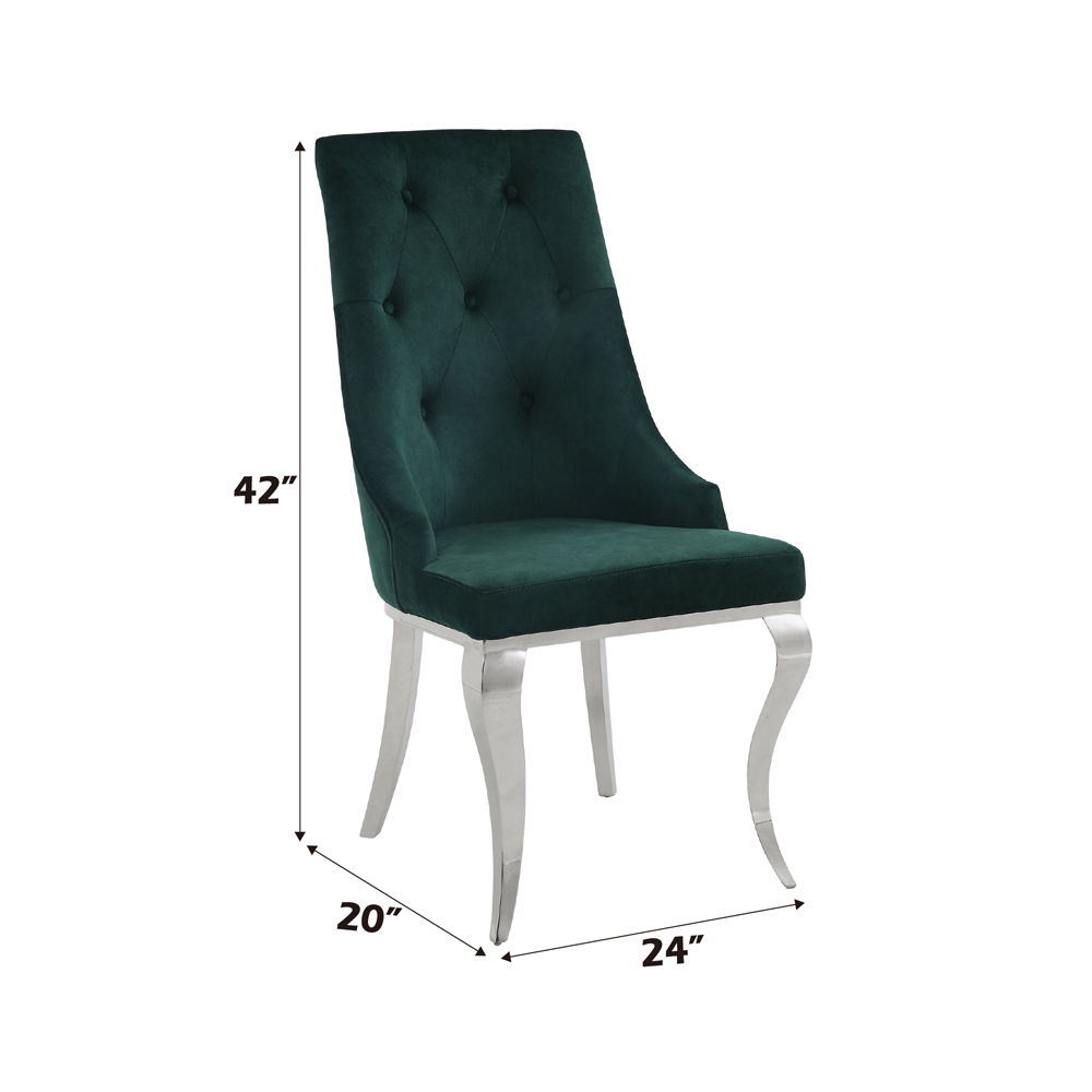 Dekel - Side Chair (Set of 2) - Green Fabric & Stainless Steel, dark green, view 8