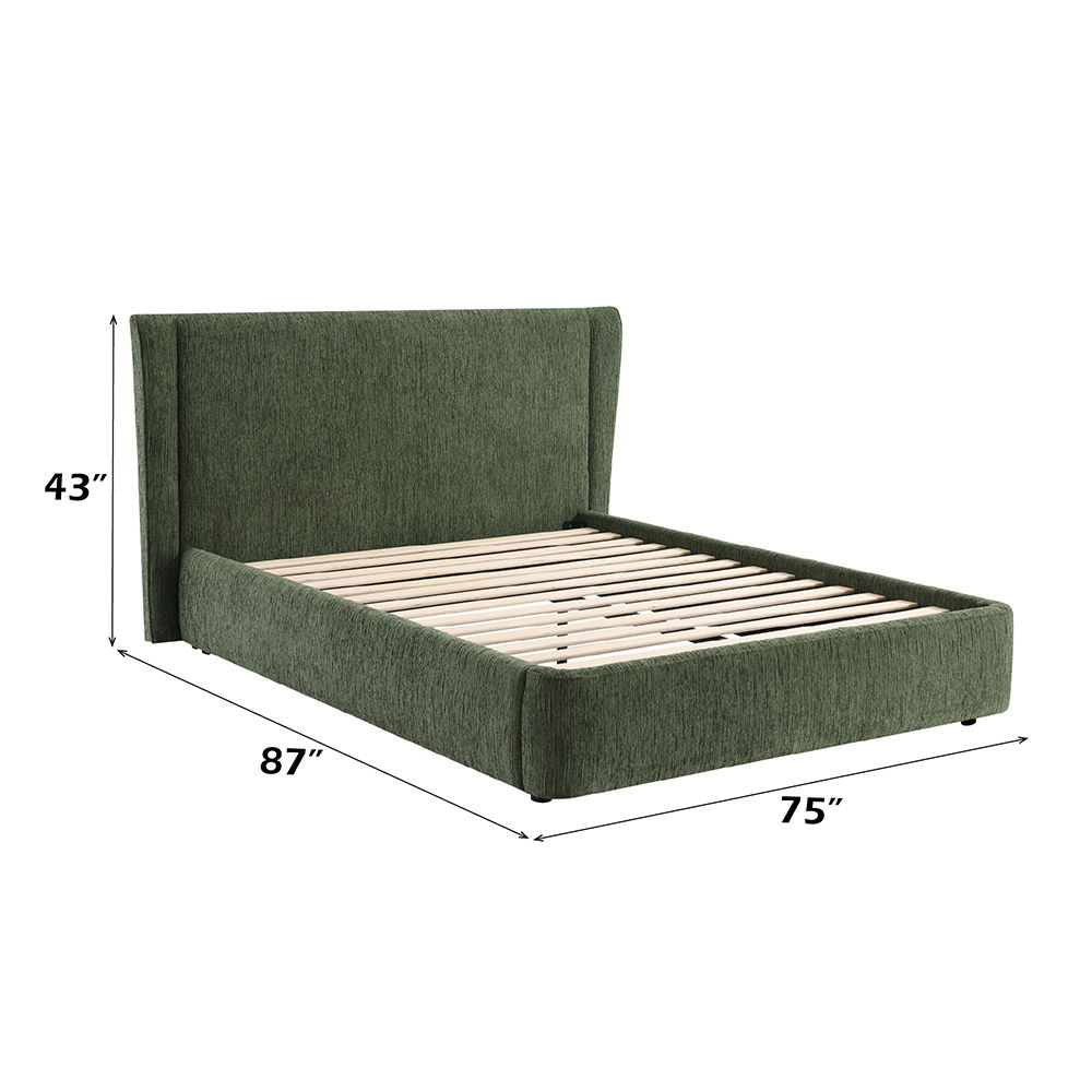 Cheryl - Queen Bed - Dark Green Chenille, dark green, view 5