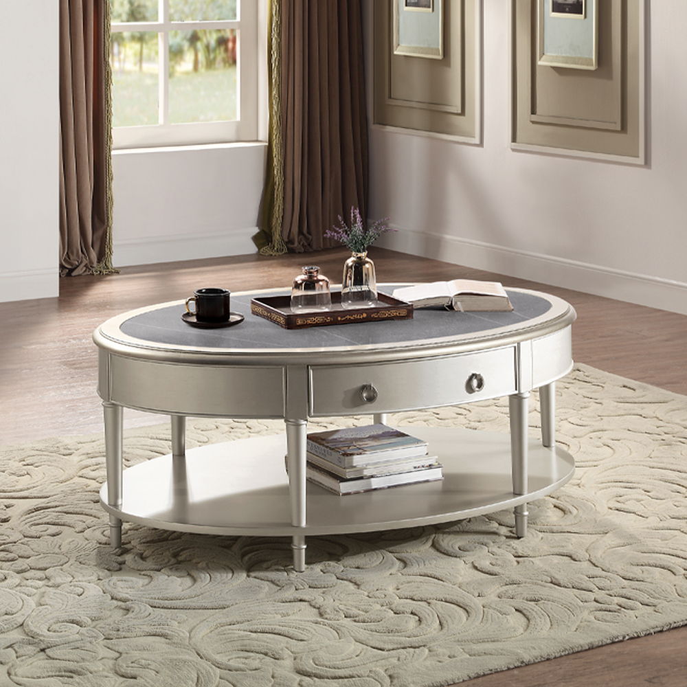 Kasa - Coffee Table - Sintered Stone Top & Champagne, white, view 6