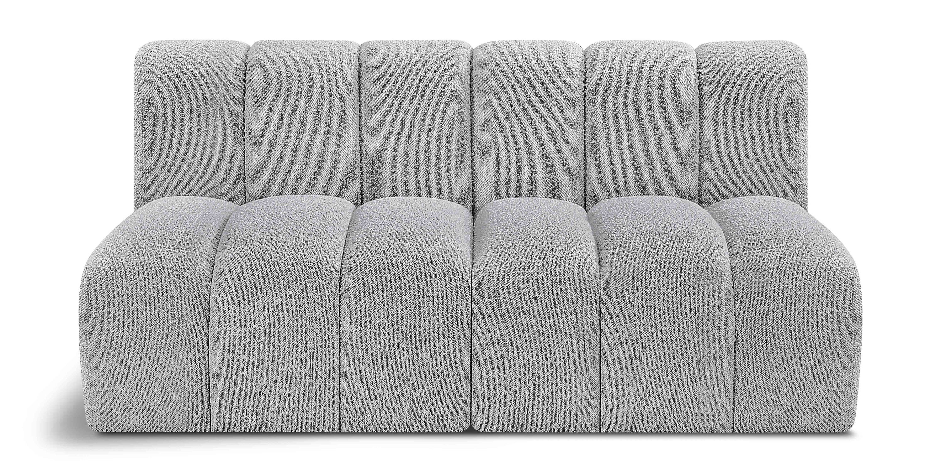 Arc - Boucle Fabric 2 Seats Modular Sofa - Gray