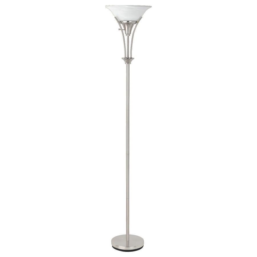 Archie - Frosted Torchiere Floor Lamp - Brushed Steel Image