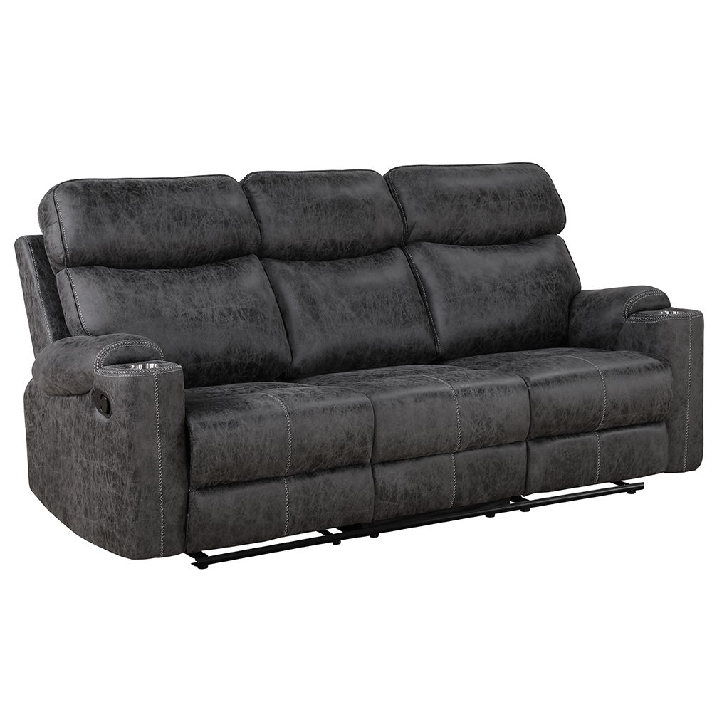 Hirah - Motion Sofa - Dark Gray Polish Microfiber, dark gray