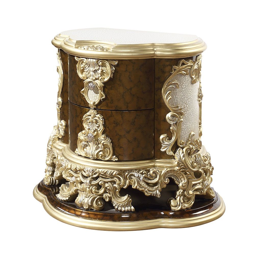 Desiderius - Nightstand - Antique Gold & Hand Painted Brown, gold, view 2