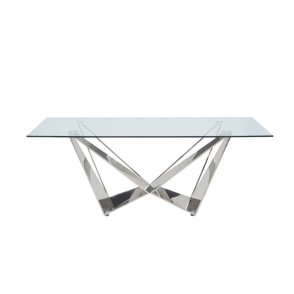 Dekel - Dining Table - Clear Glass Top & Stainless Steel, silver, view 2