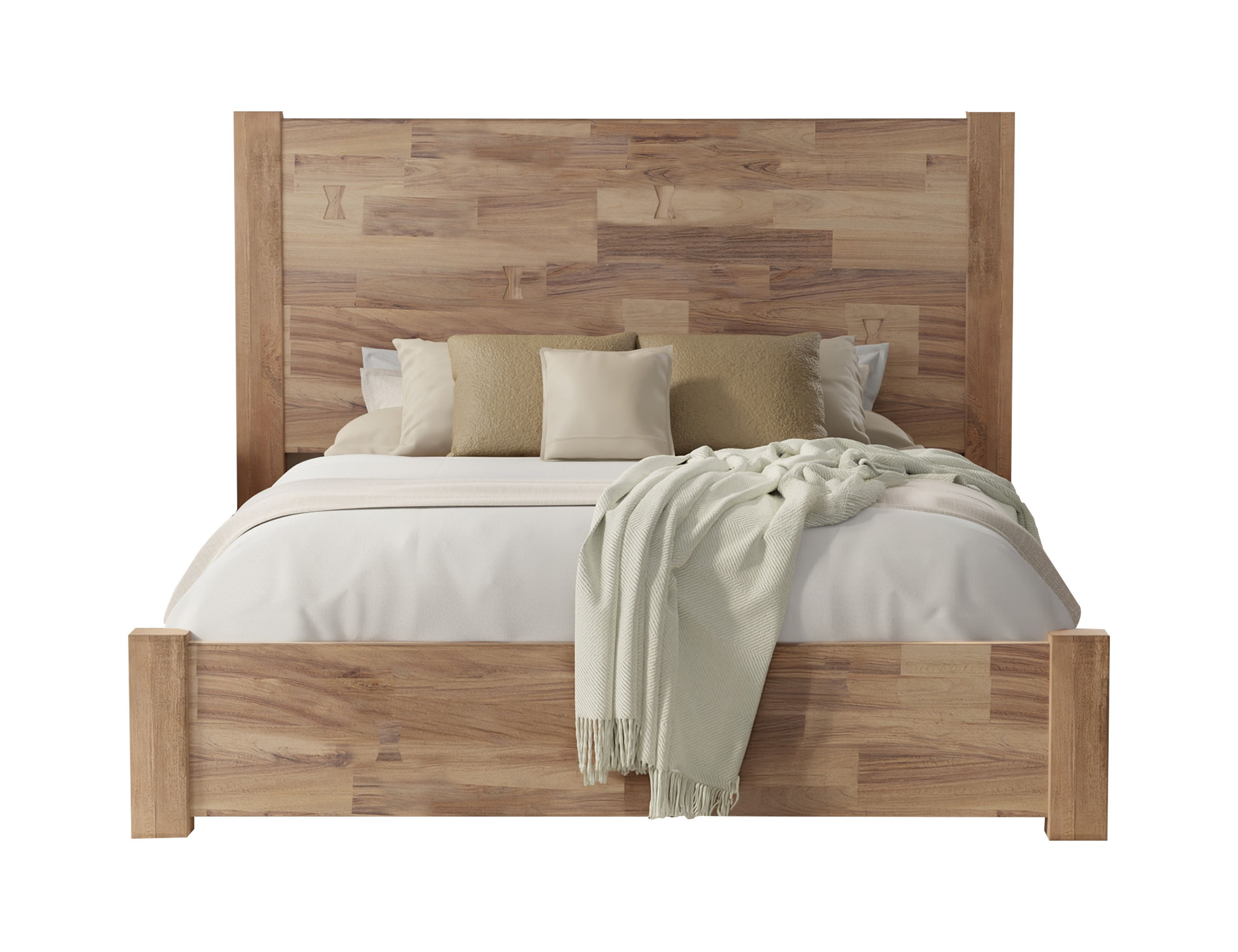 International Furniture Direct Natural Parota - King Platform Bed - Light Brown