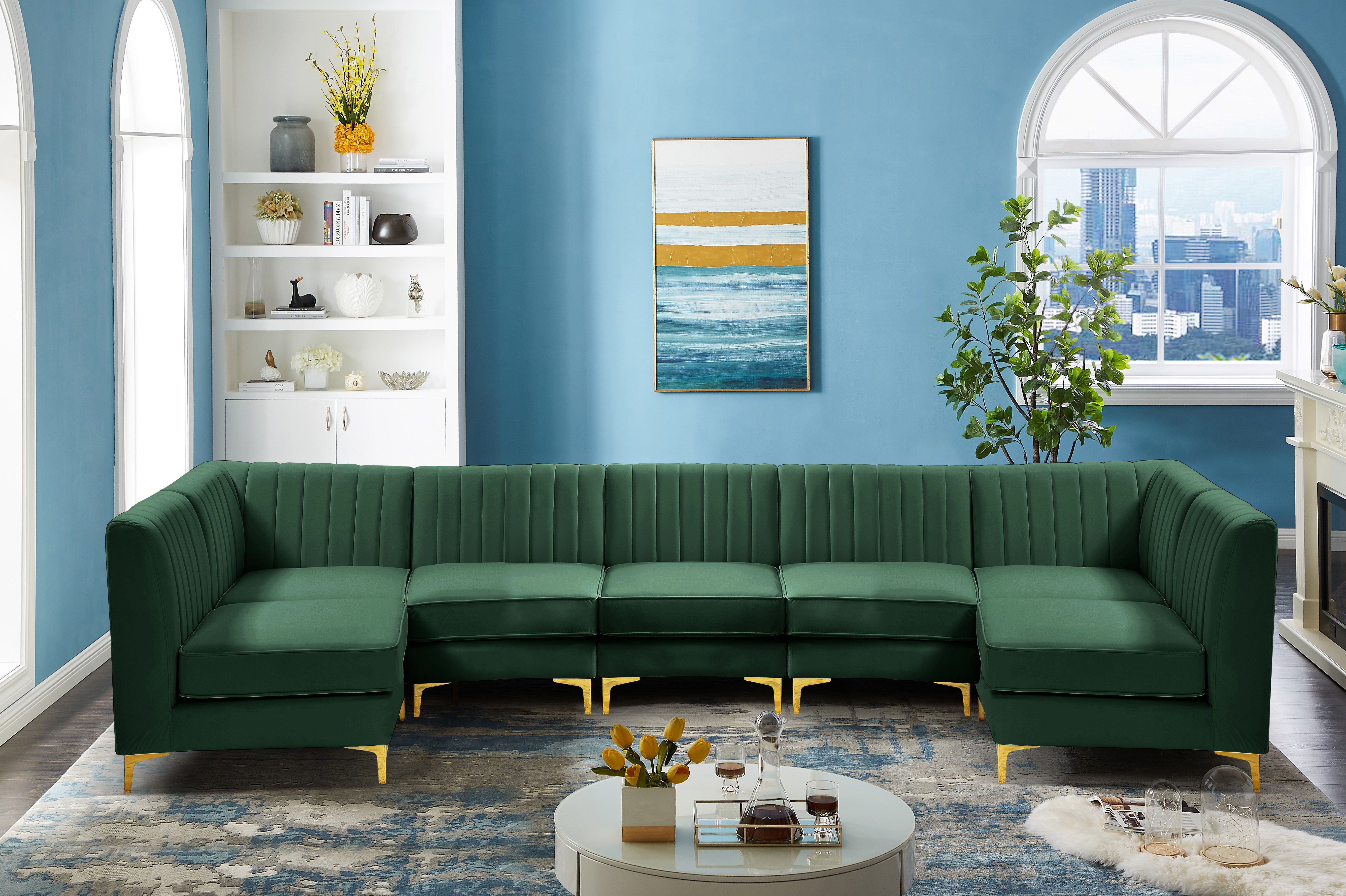 Alina - 7 Piece Modular Sectional - Green