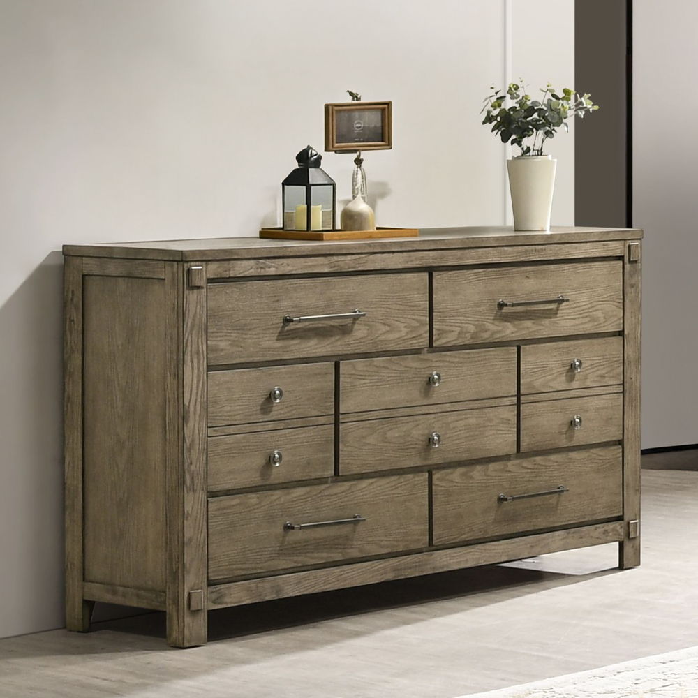Colton - Dresser - Antique White Oak, dark brown