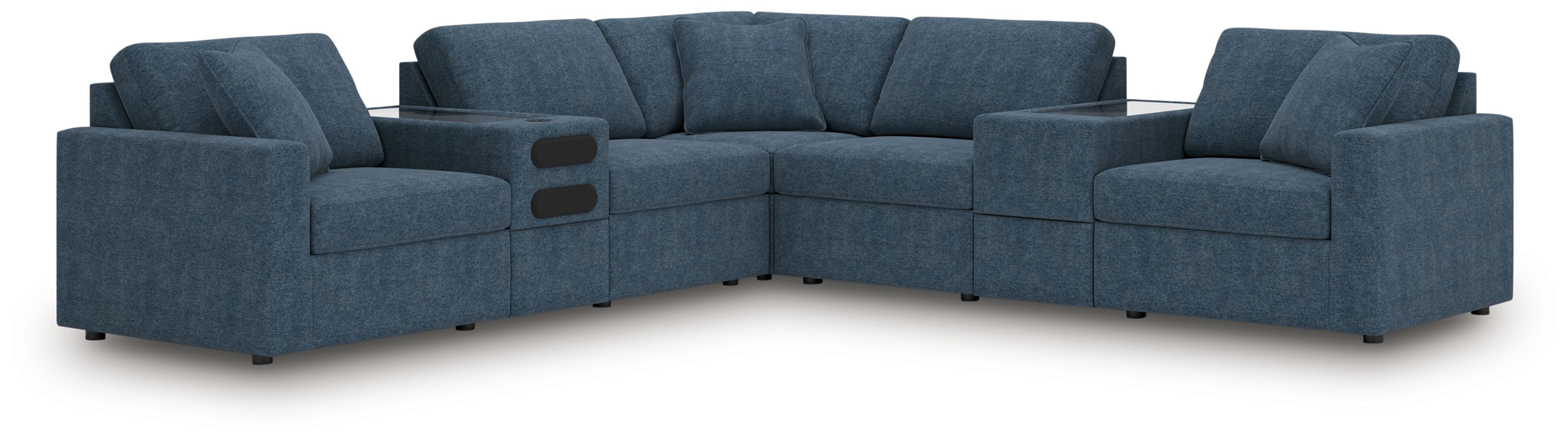 7 Pc · Balanced Sectional With Audio And Storage Consoles