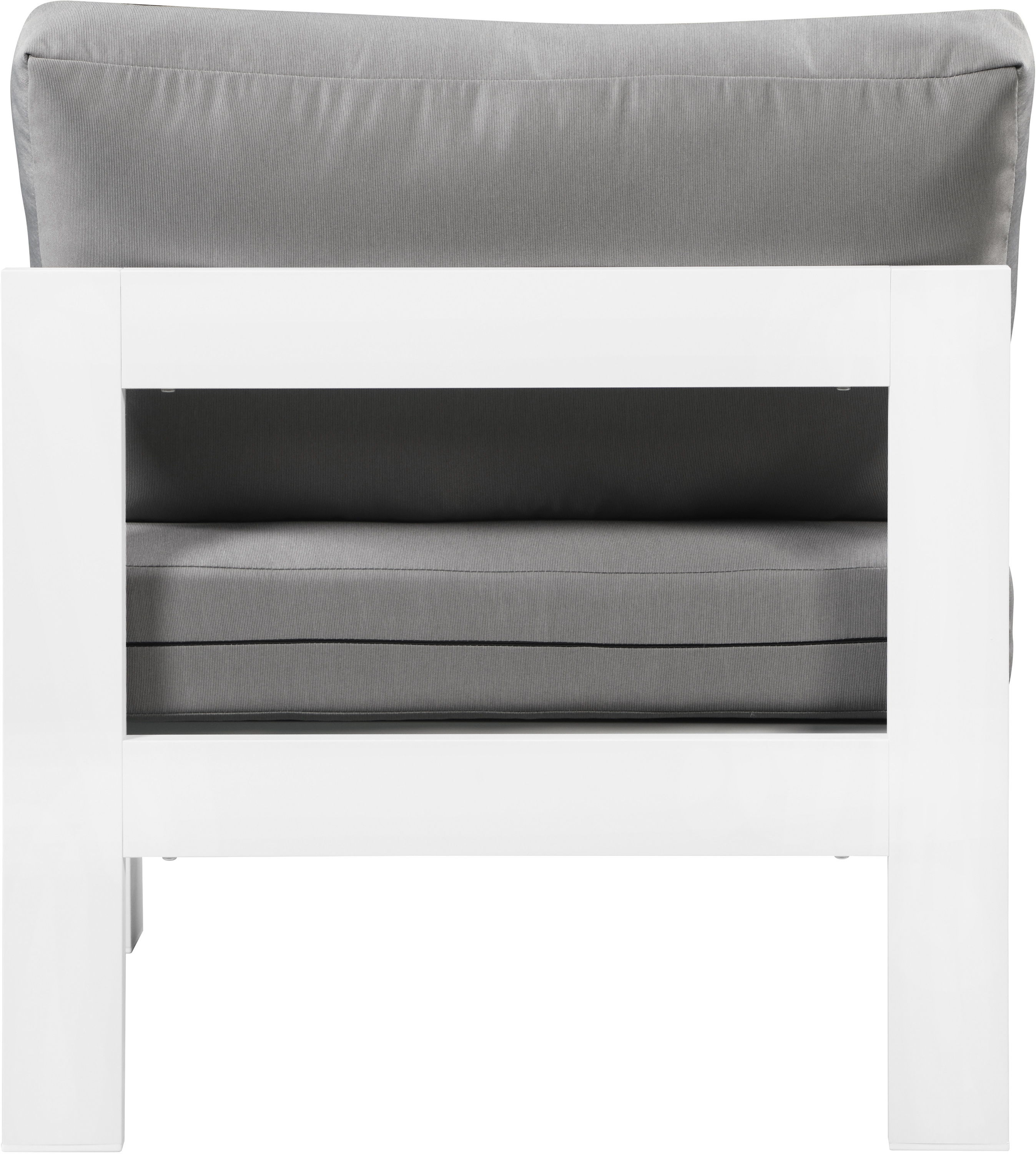 Nizuc - Outdoor Patio Armless Chair With White Frame - Gray