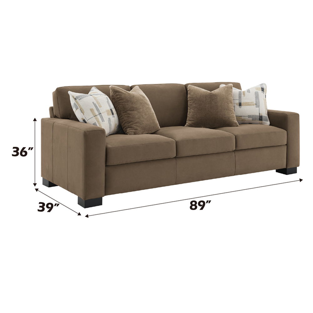 Darya - Sofa With 4 Pillows - Brown Suede Fabric, light brown, view 4